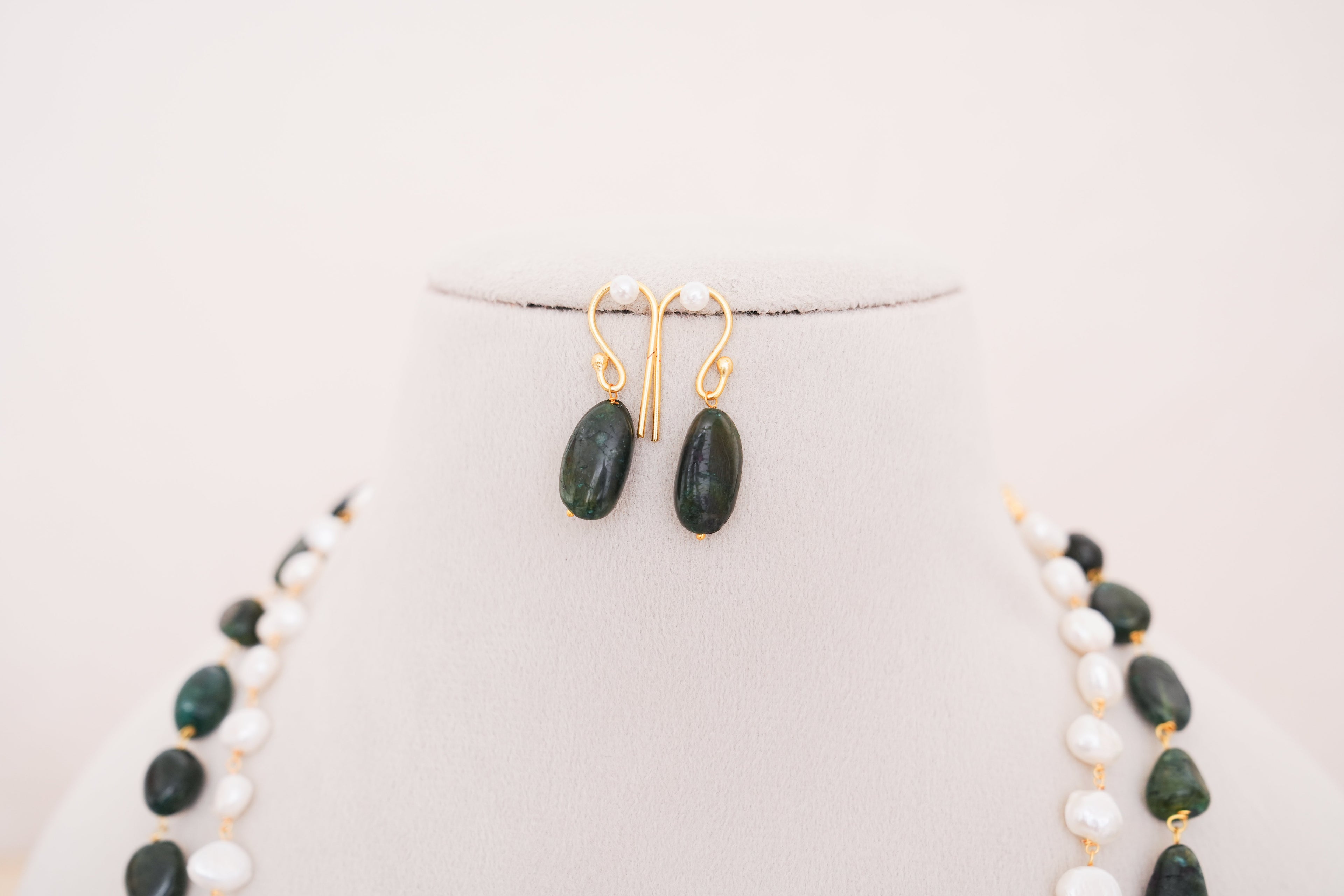 Green Onyx Pearl Harmony Necklace Set