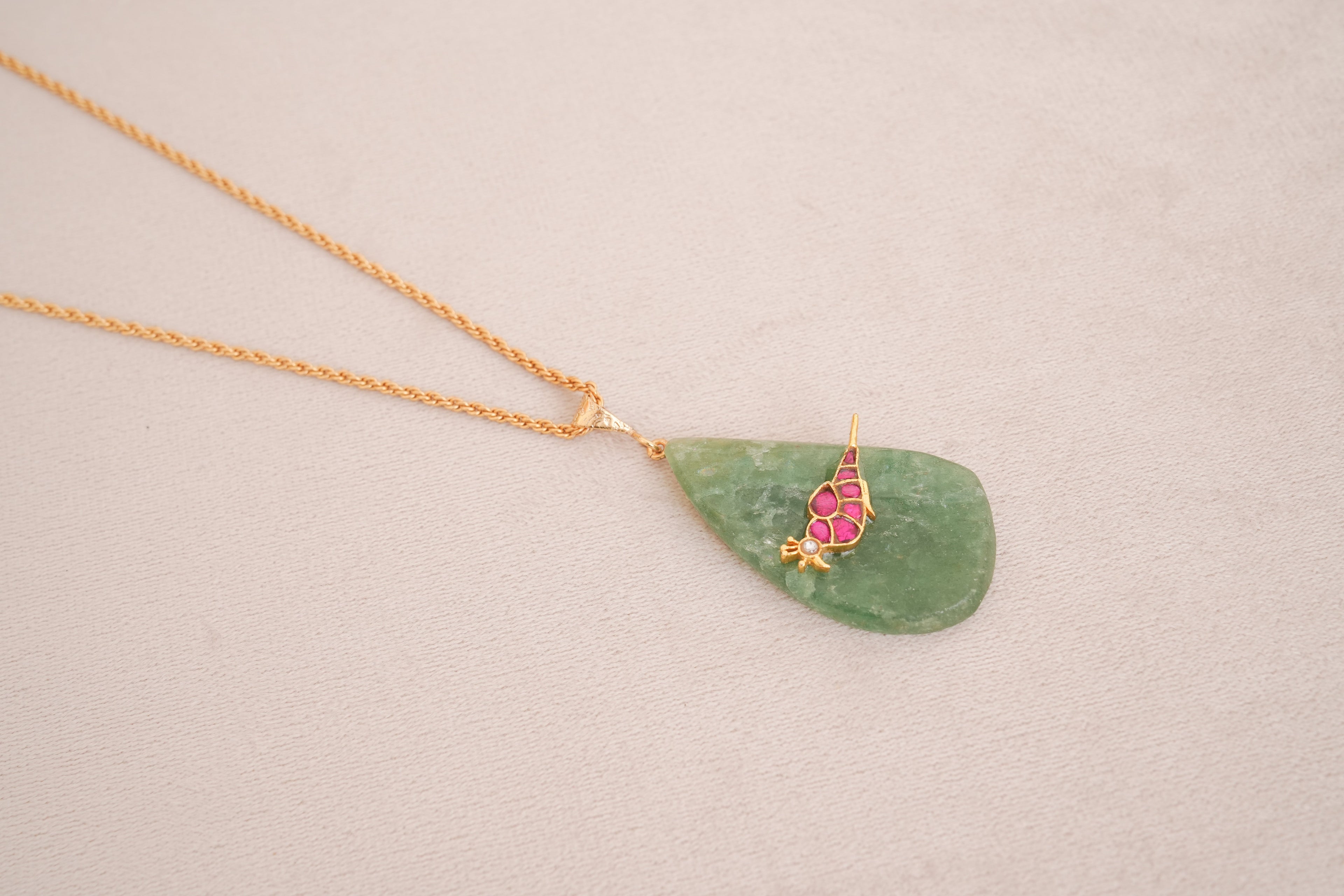 Aventurine Lovebird Statement Pendant
