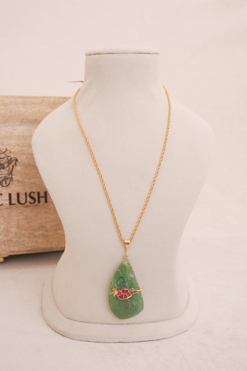 Aventurine Lovebird Statement Pendant