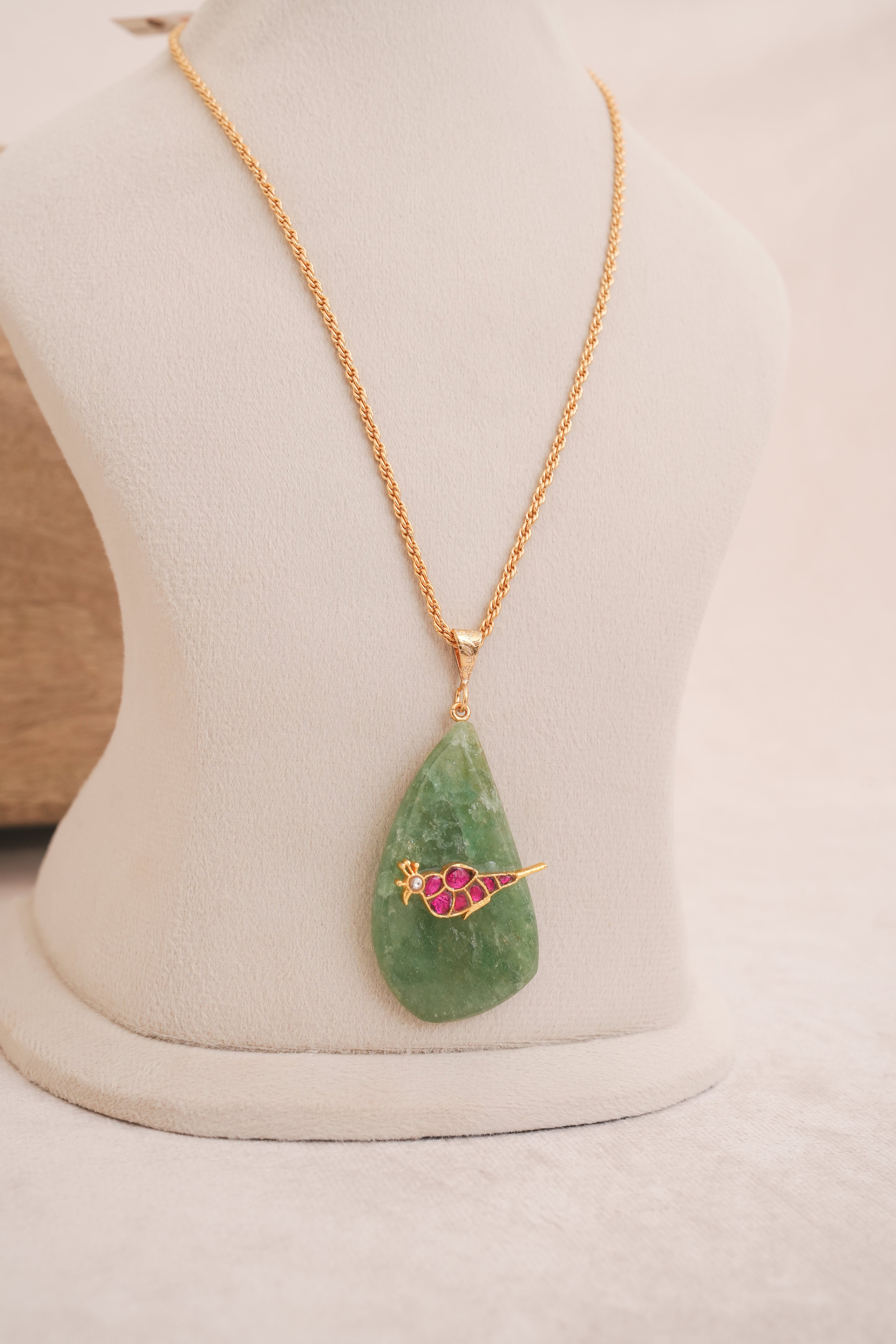 Aventurine Lovebird Statement Pendant