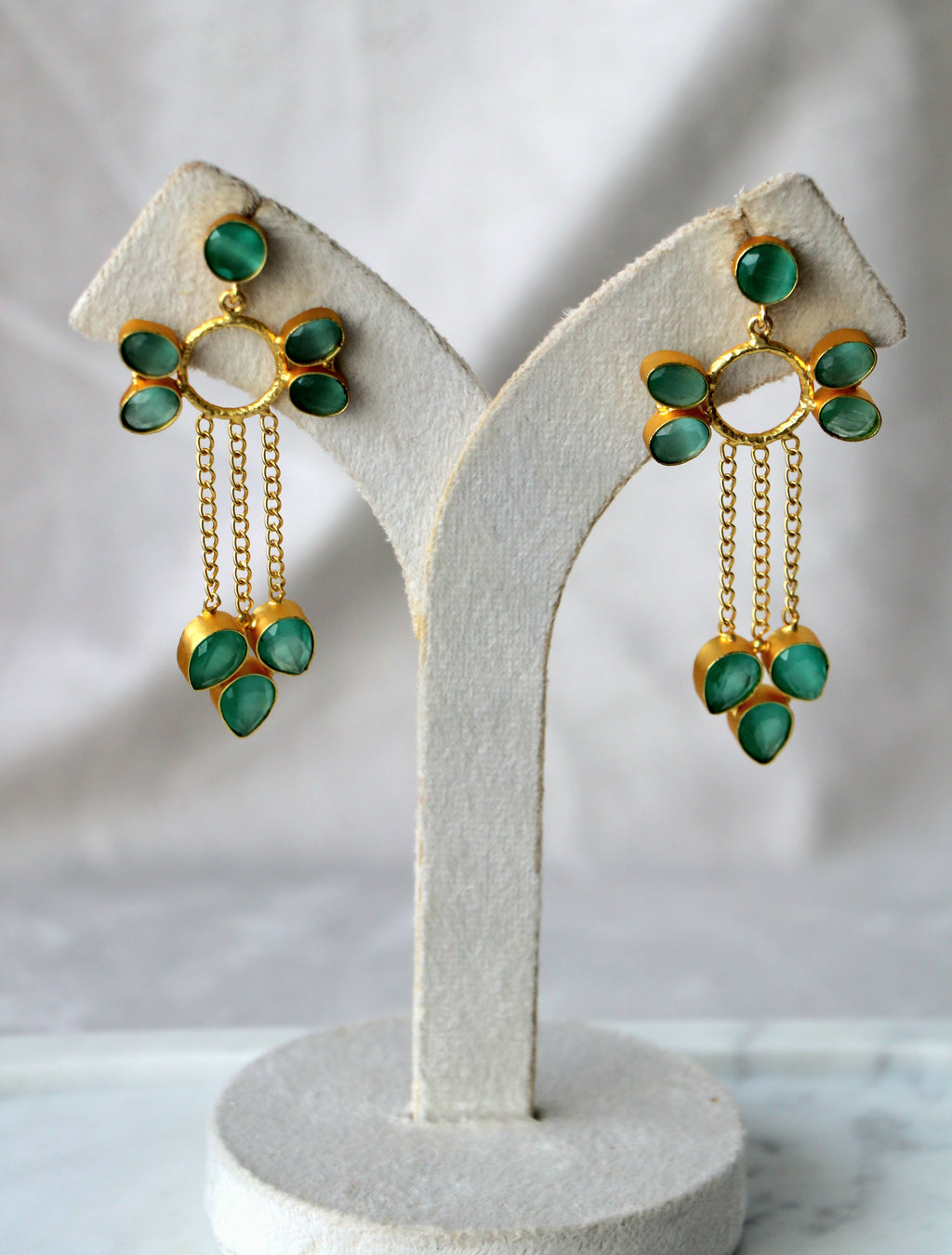 Emerald Petal Cascade Earrings