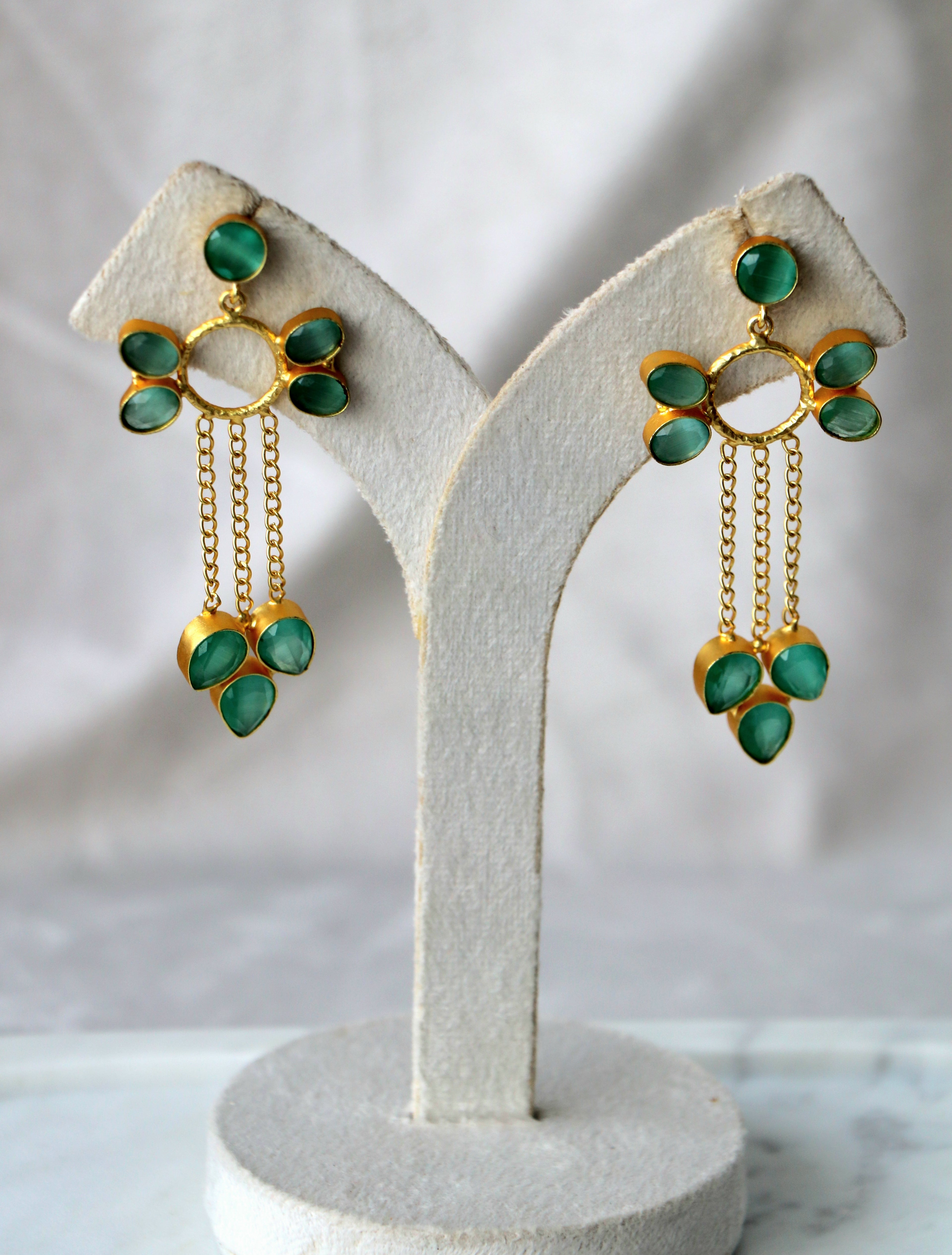 Emerald Petal Cascade Earrings