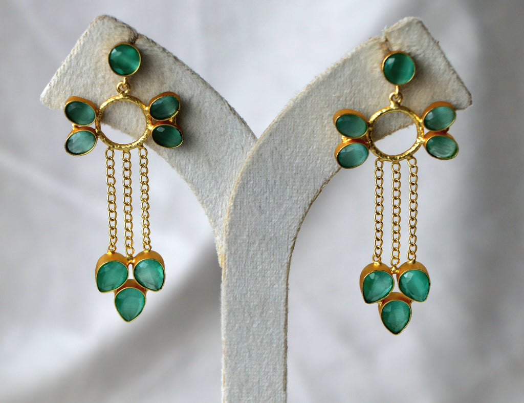 Emerald Petal Cascade Earrings