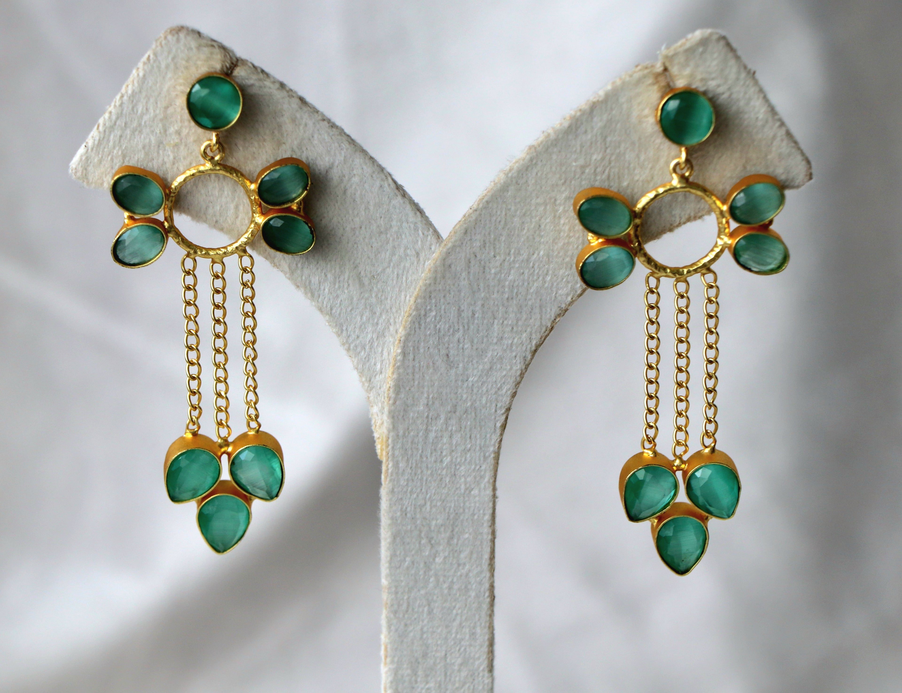 Emerald Petal Cascade Earrings