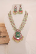 Noor Emerald Radiance Ruby Bloom MultiStrand Statement Necklace Set