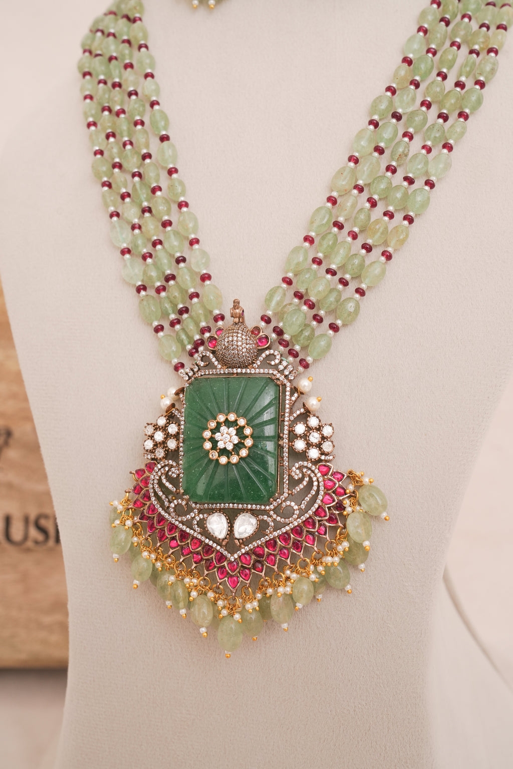 Noor Emerald Radiance Ruby Bloom MultiStrand Statement Necklace Set