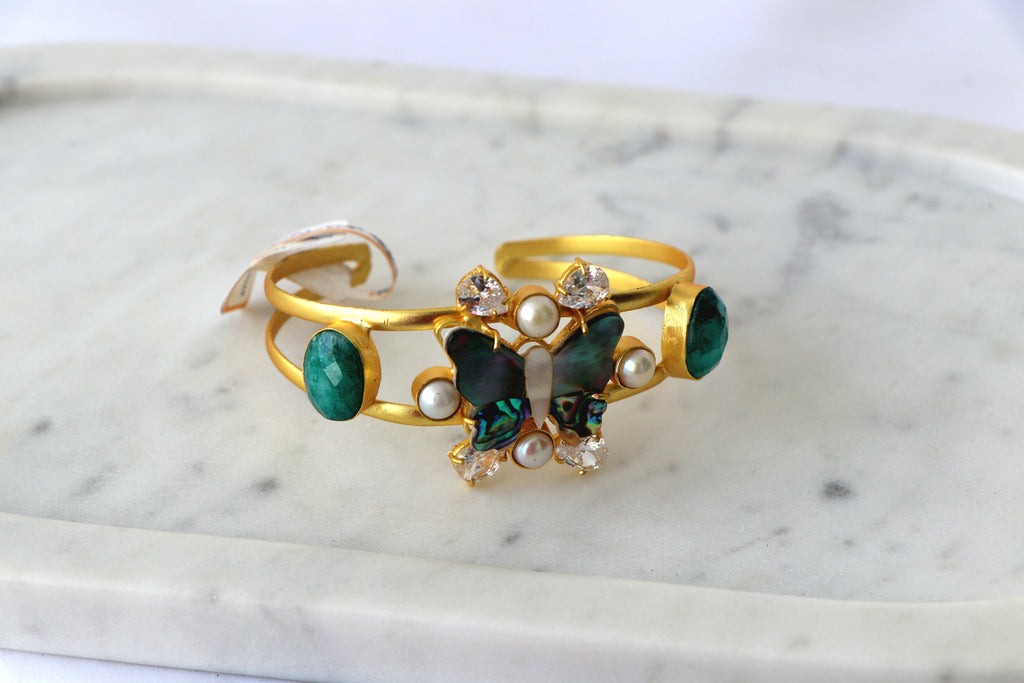 Emerald Reverie Butterfly Cuff Bracelet