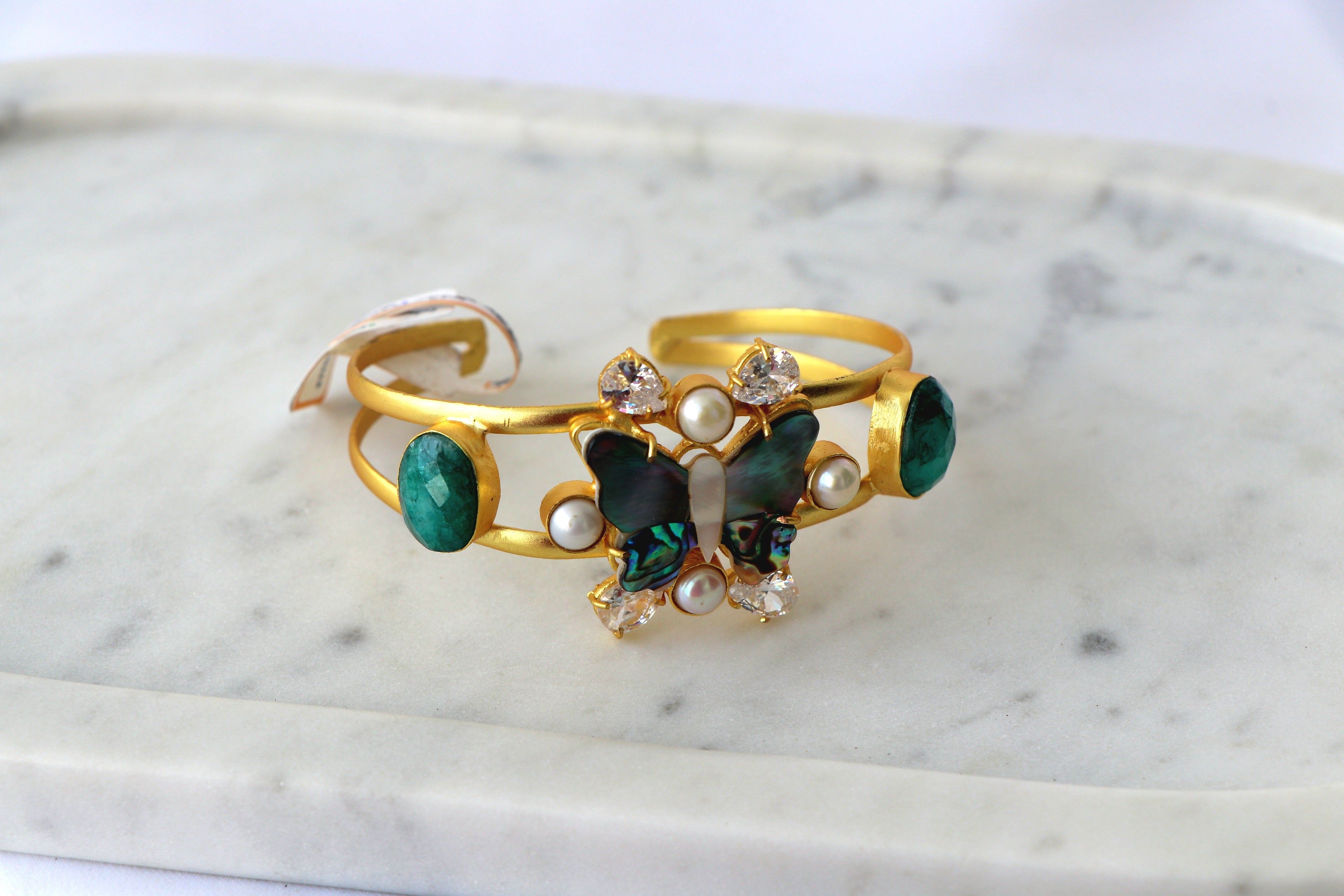 Emerald Reverie Butterfly Cuff Bracelet