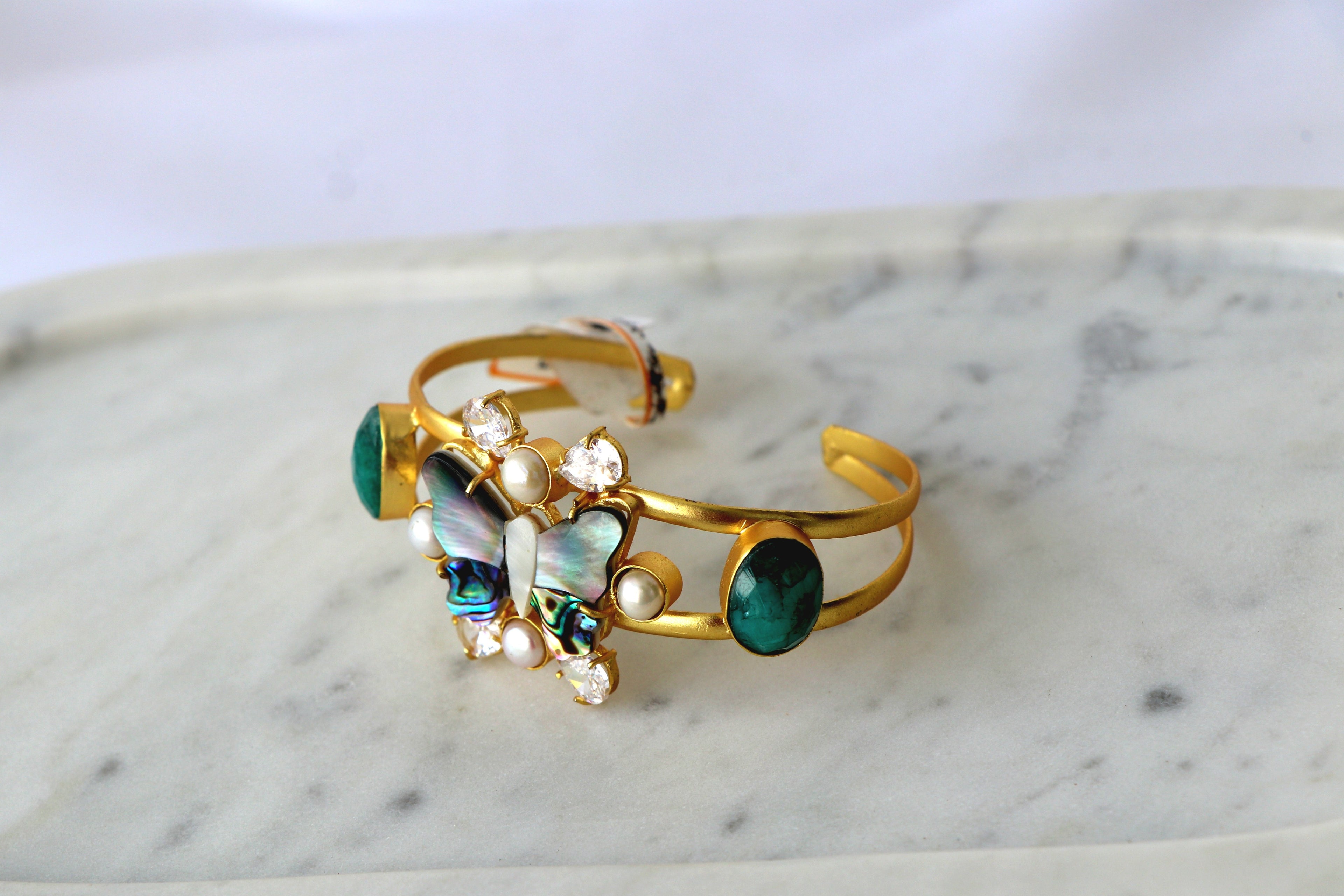 Emerald Reverie Butterfly Cuff Bracelet