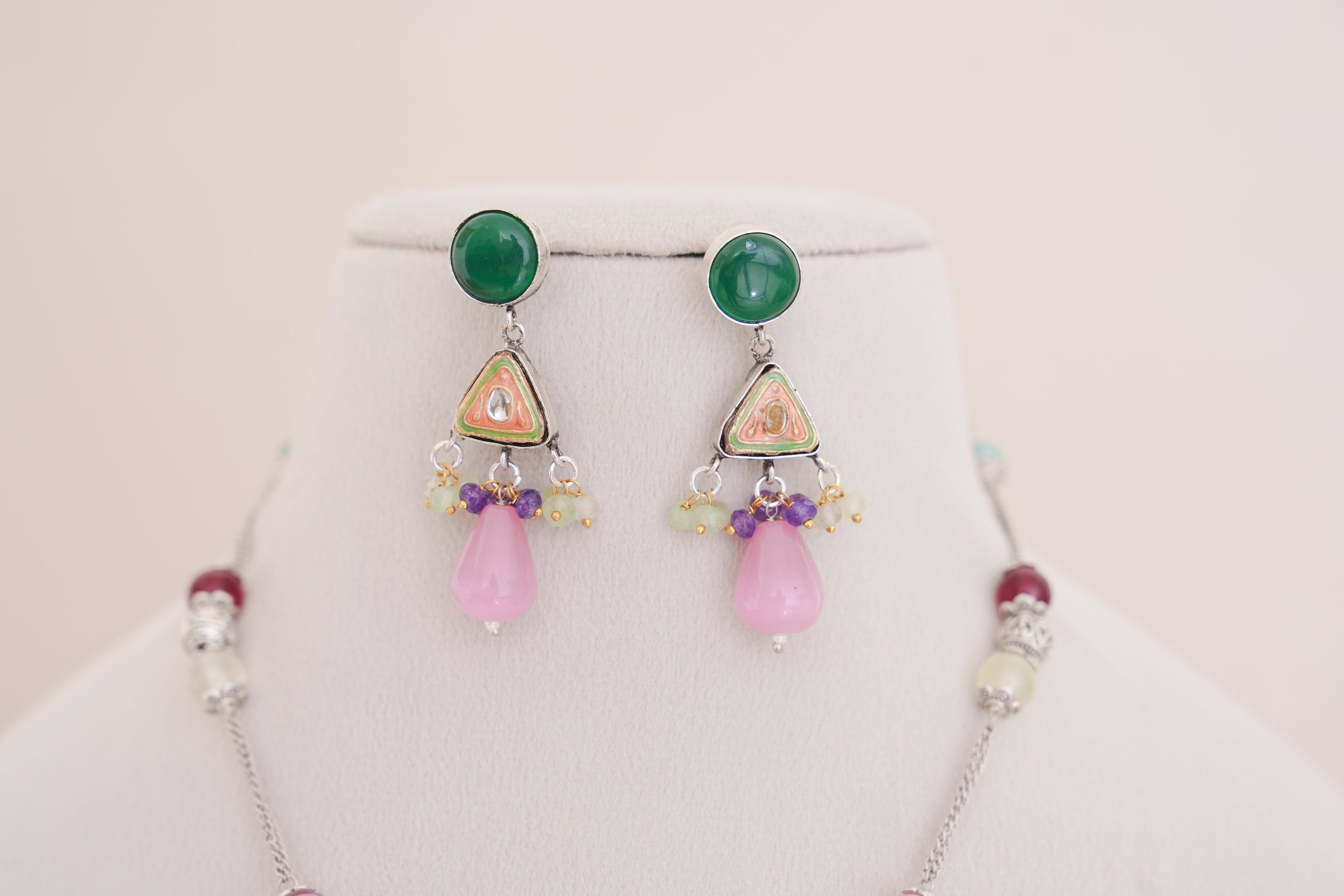 Verdant Reverie Pendant  Earring Set
