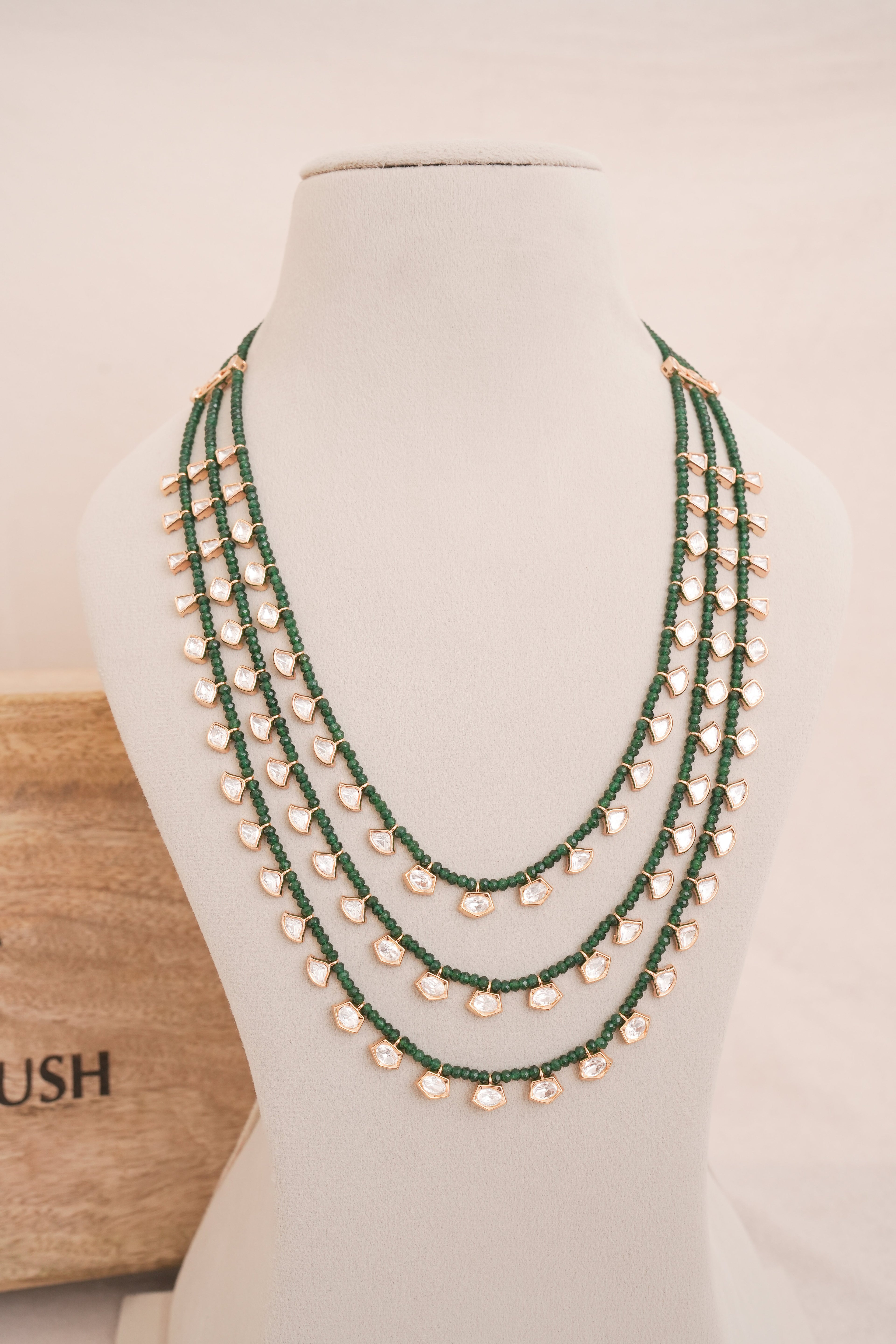 Imperial Emerald Polki Layered Rani Haar Necklace