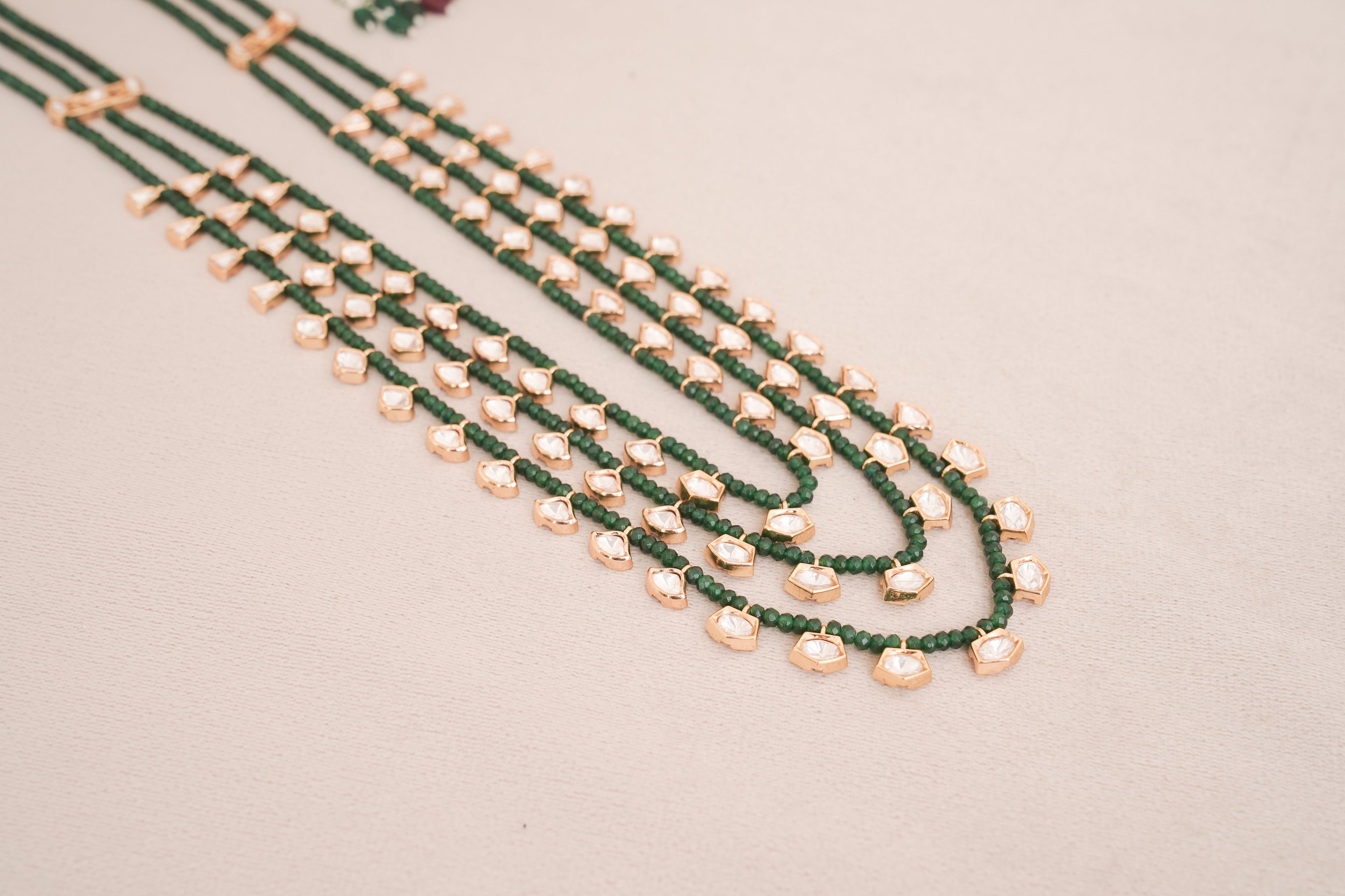 Imperial Emerald Polki Layered Rani Haar Necklace