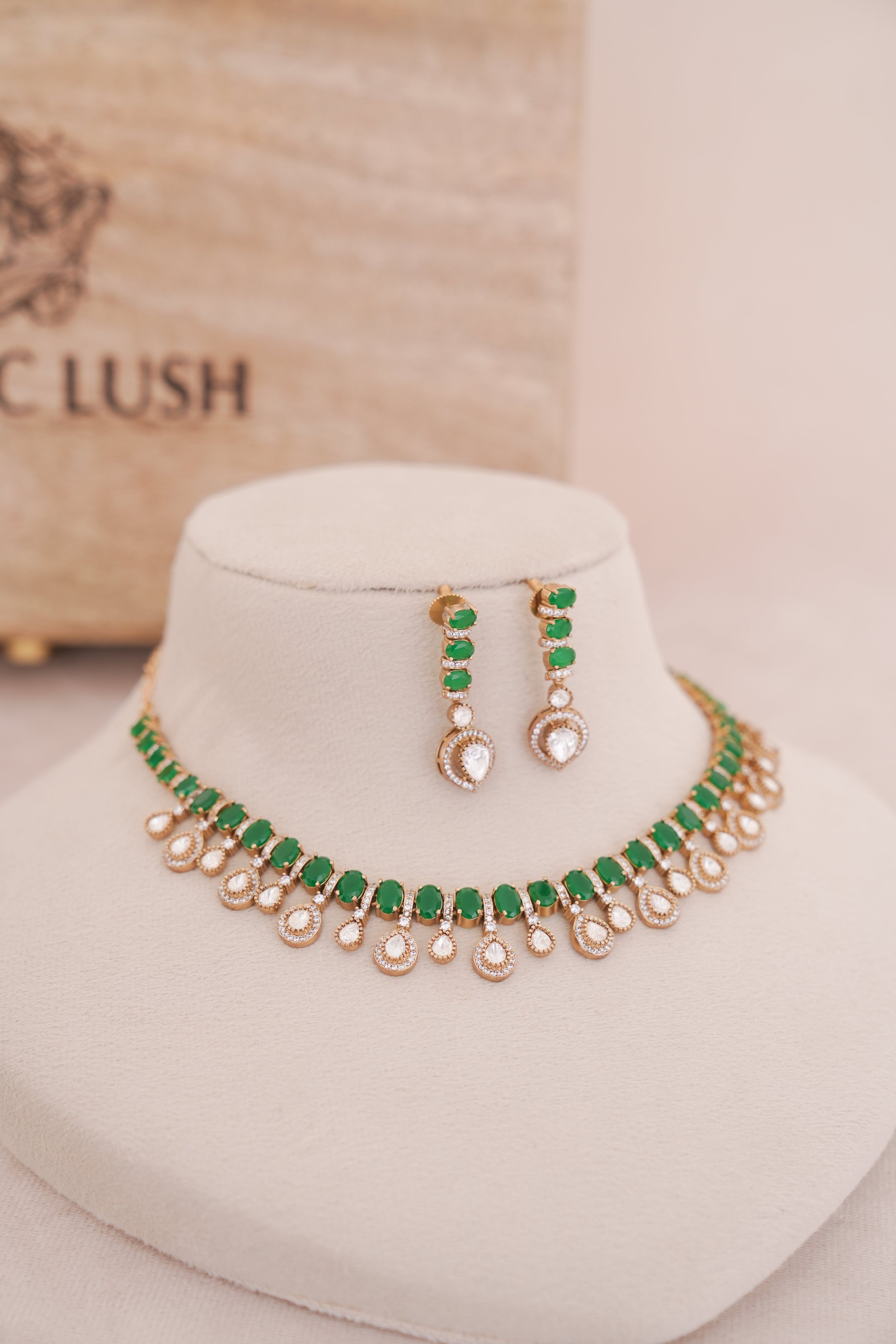 Moissanite Coloured Stone Necklace Set