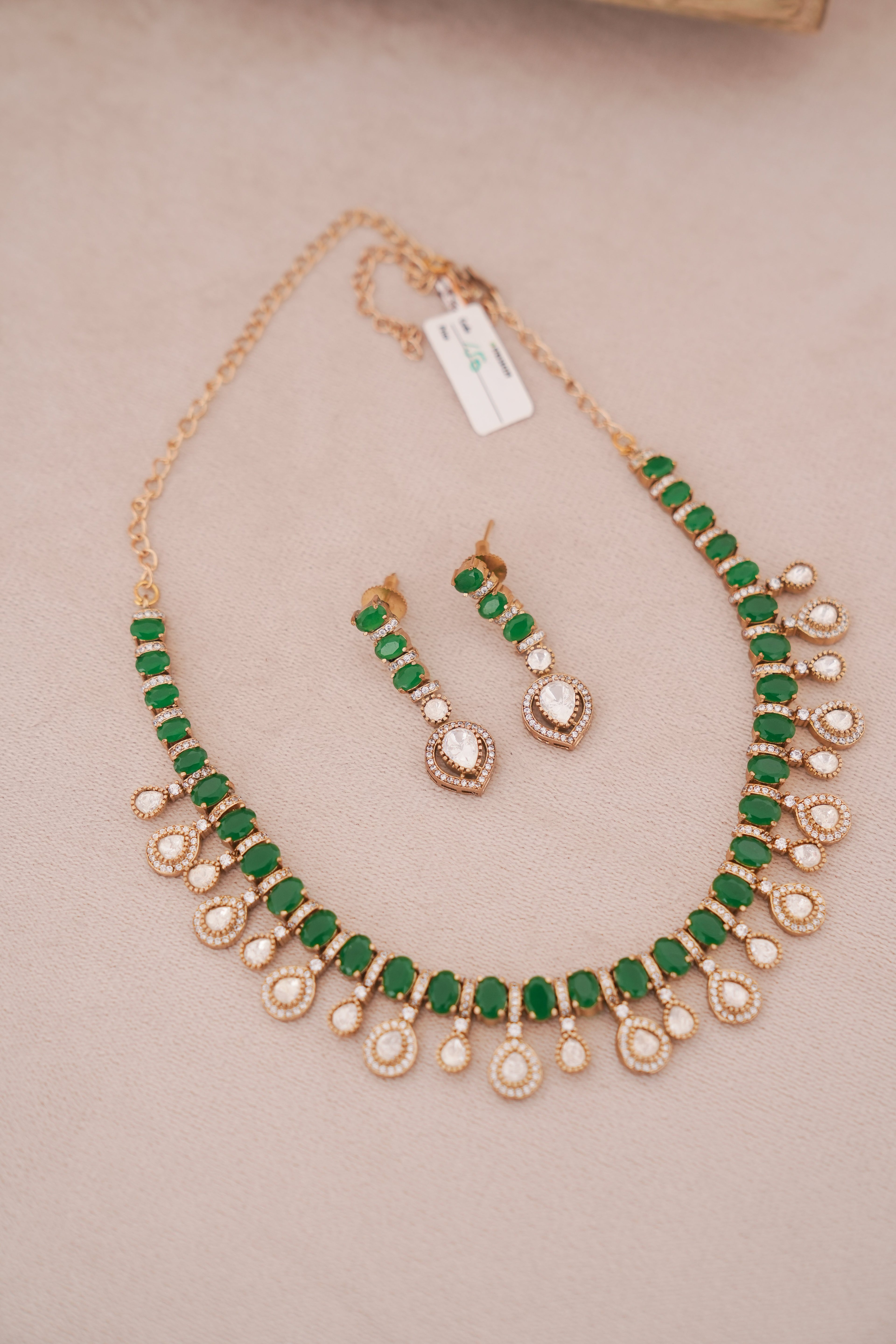 Moissanite Coloured Stone Necklace Set