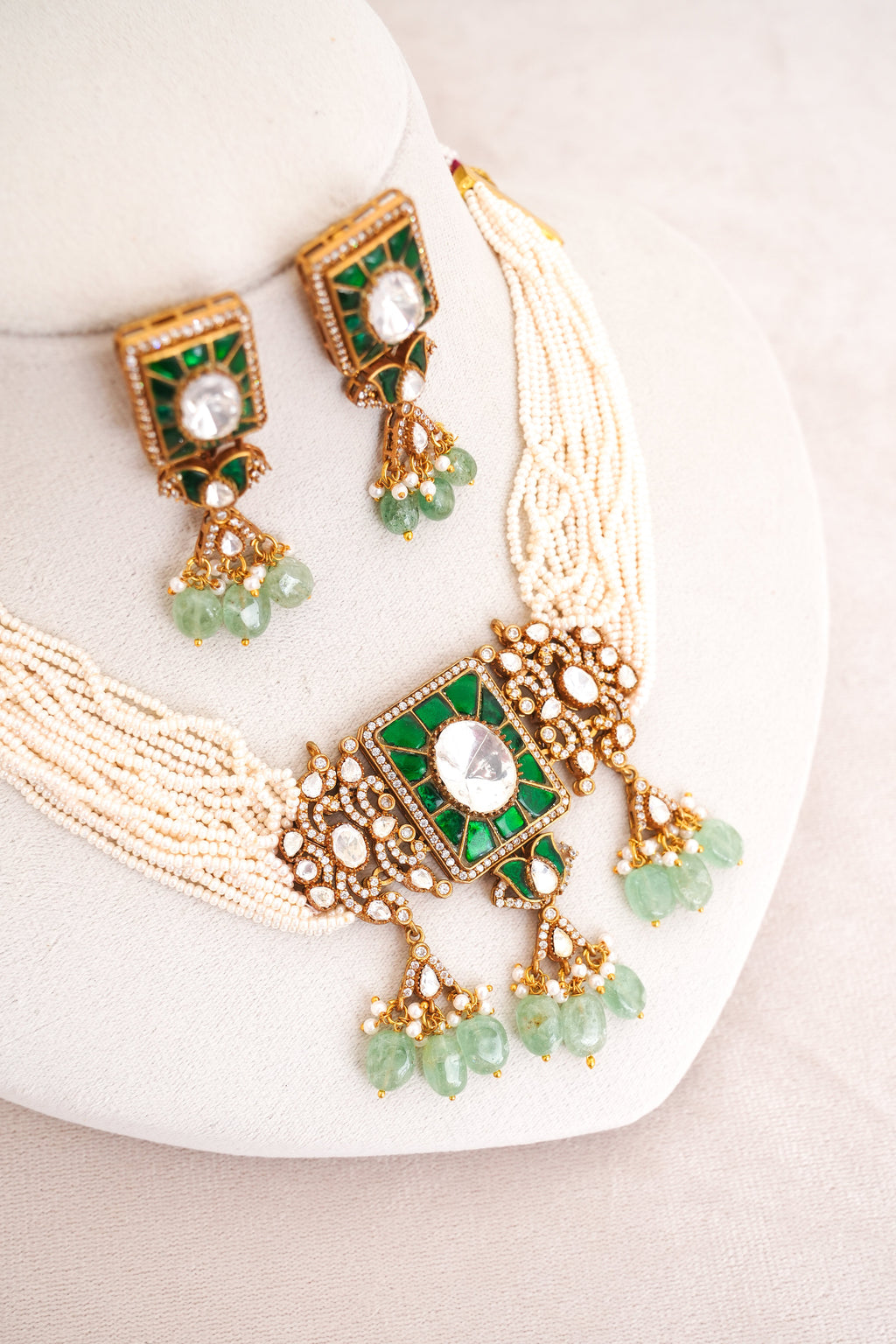 Emerald Reverie Necklace  Earrings Set