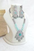 Victorian Mint Green Necklace Set with Chandbali Earrings