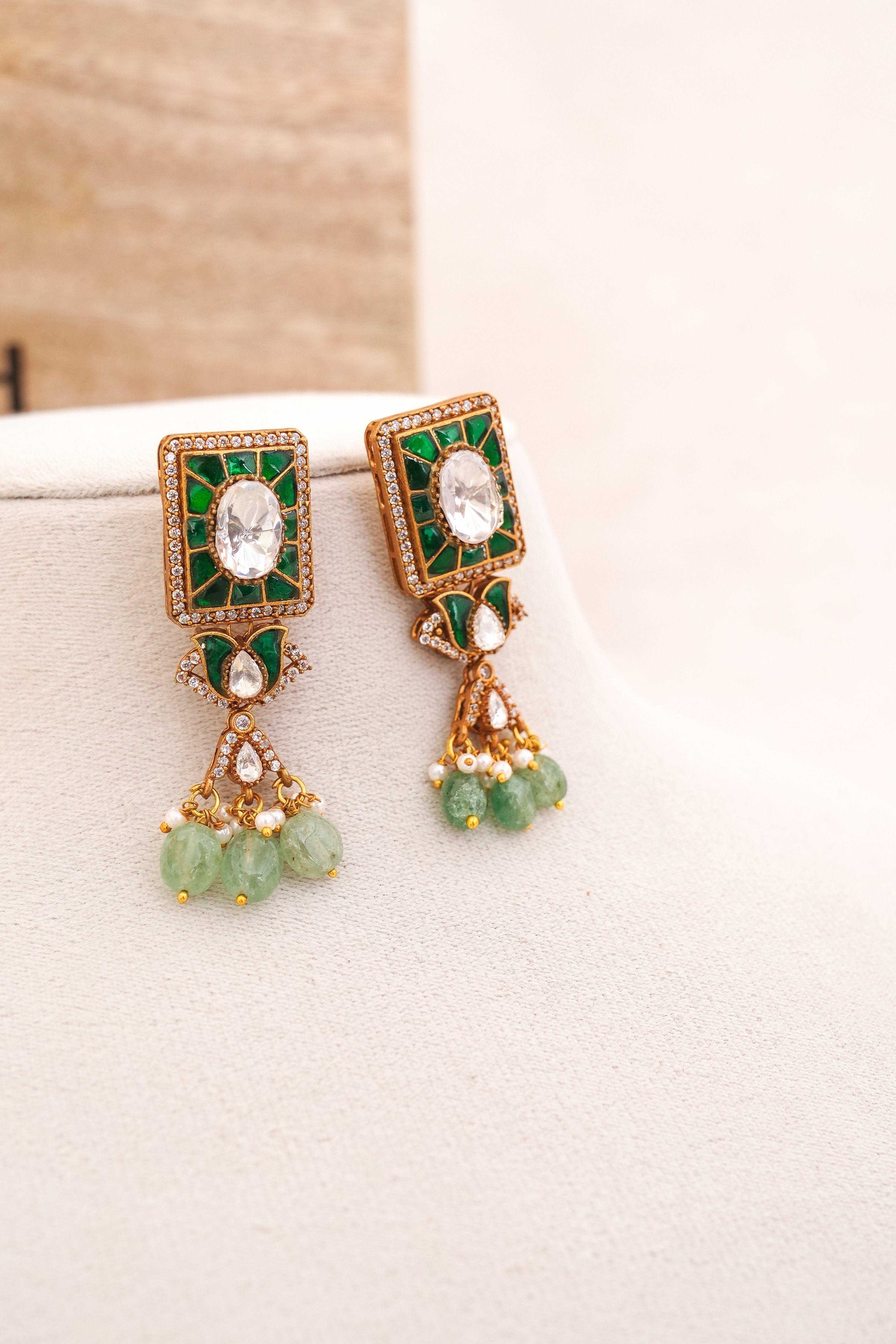Emerald Reverie Necklace  Earrings Set