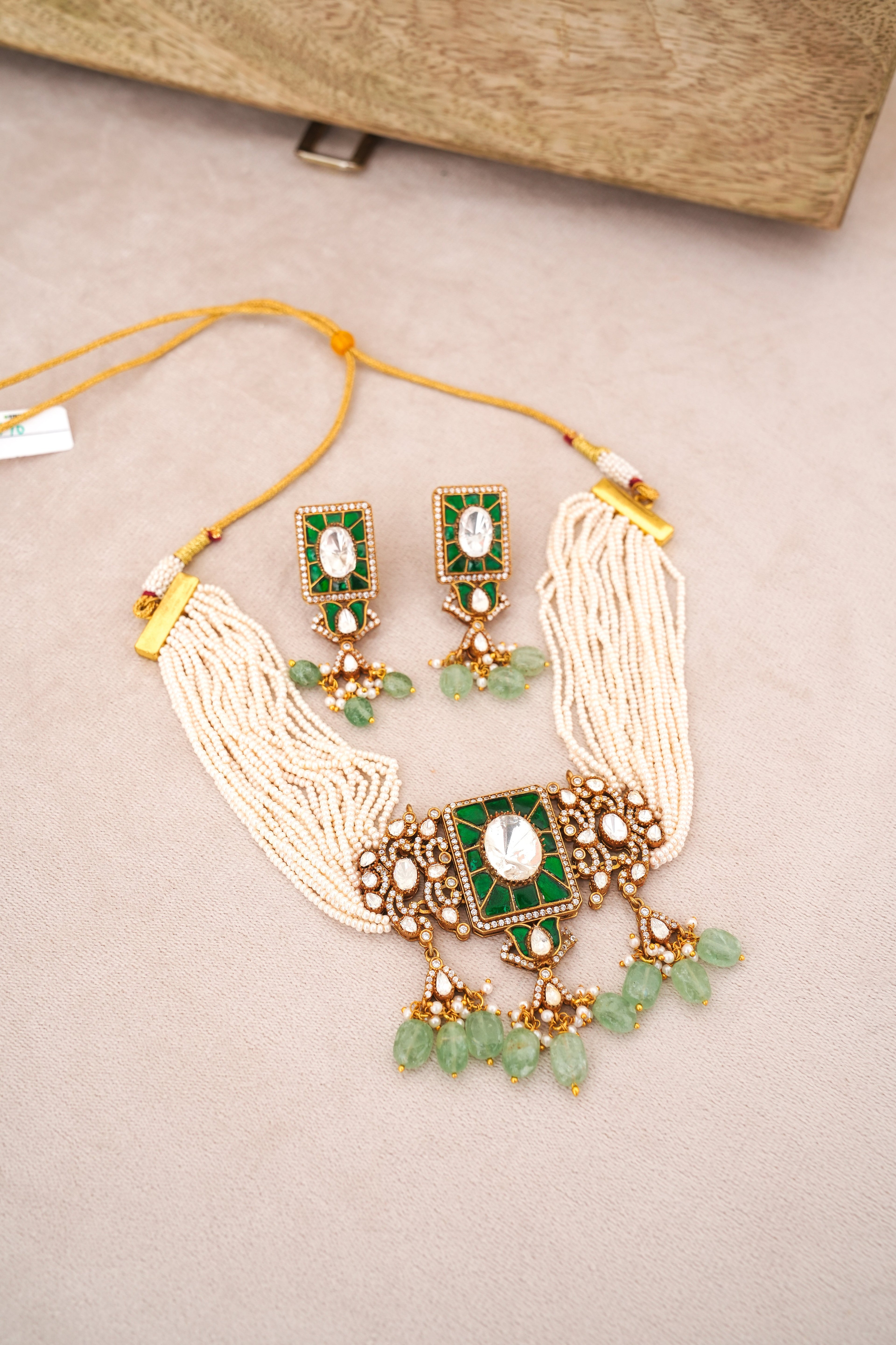 Emerald Reverie Necklace  Earrings Set