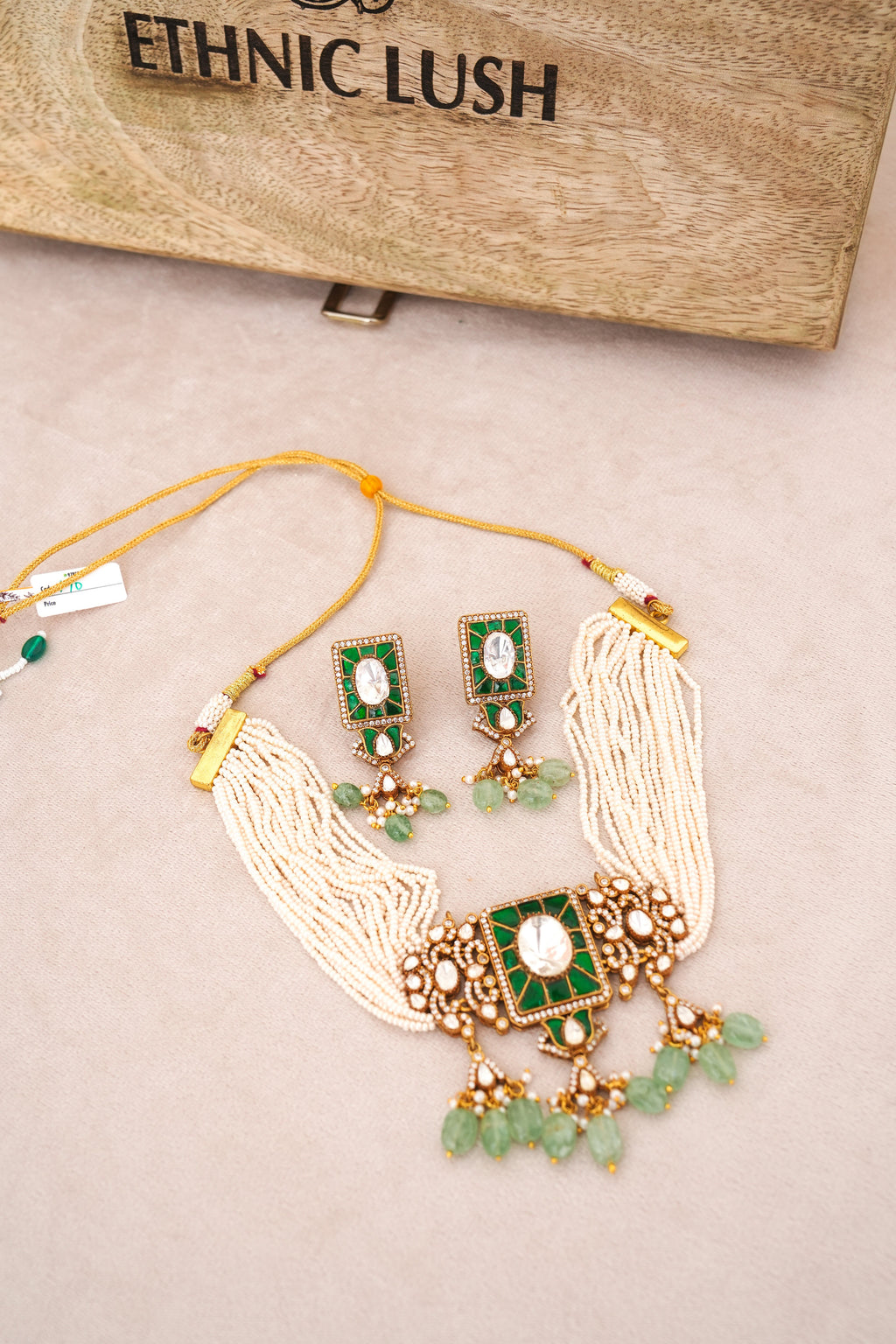 Emerald Reverie Necklace  Earrings Set