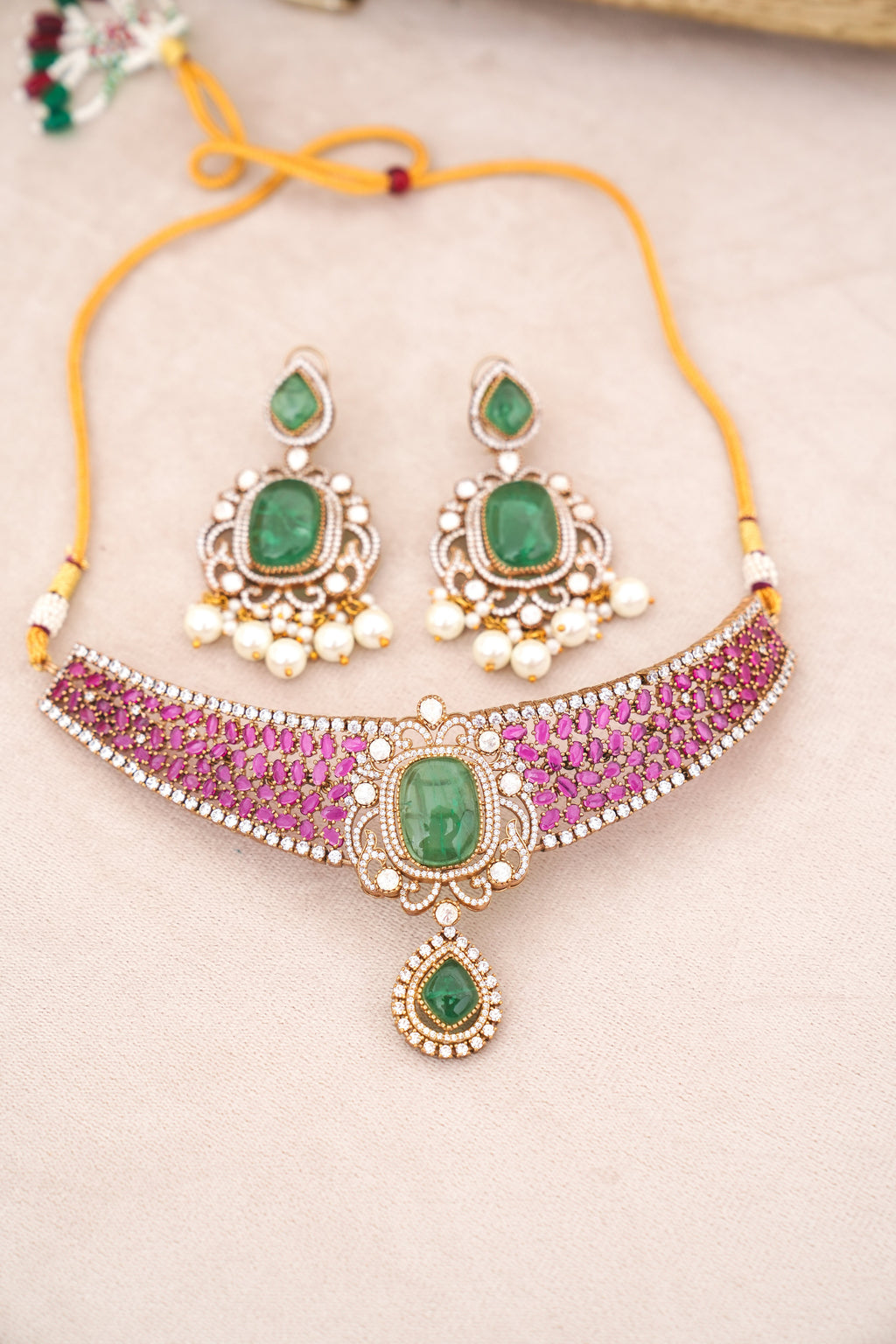 Emerald Reverie  Ruby Choker Set