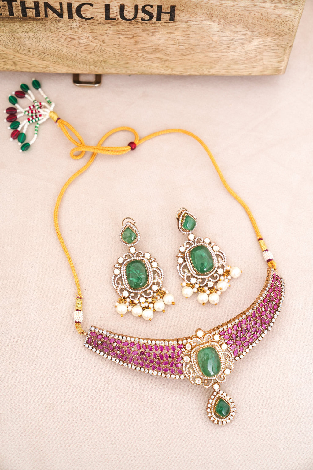 Emerald Reverie  Ruby Choker Set