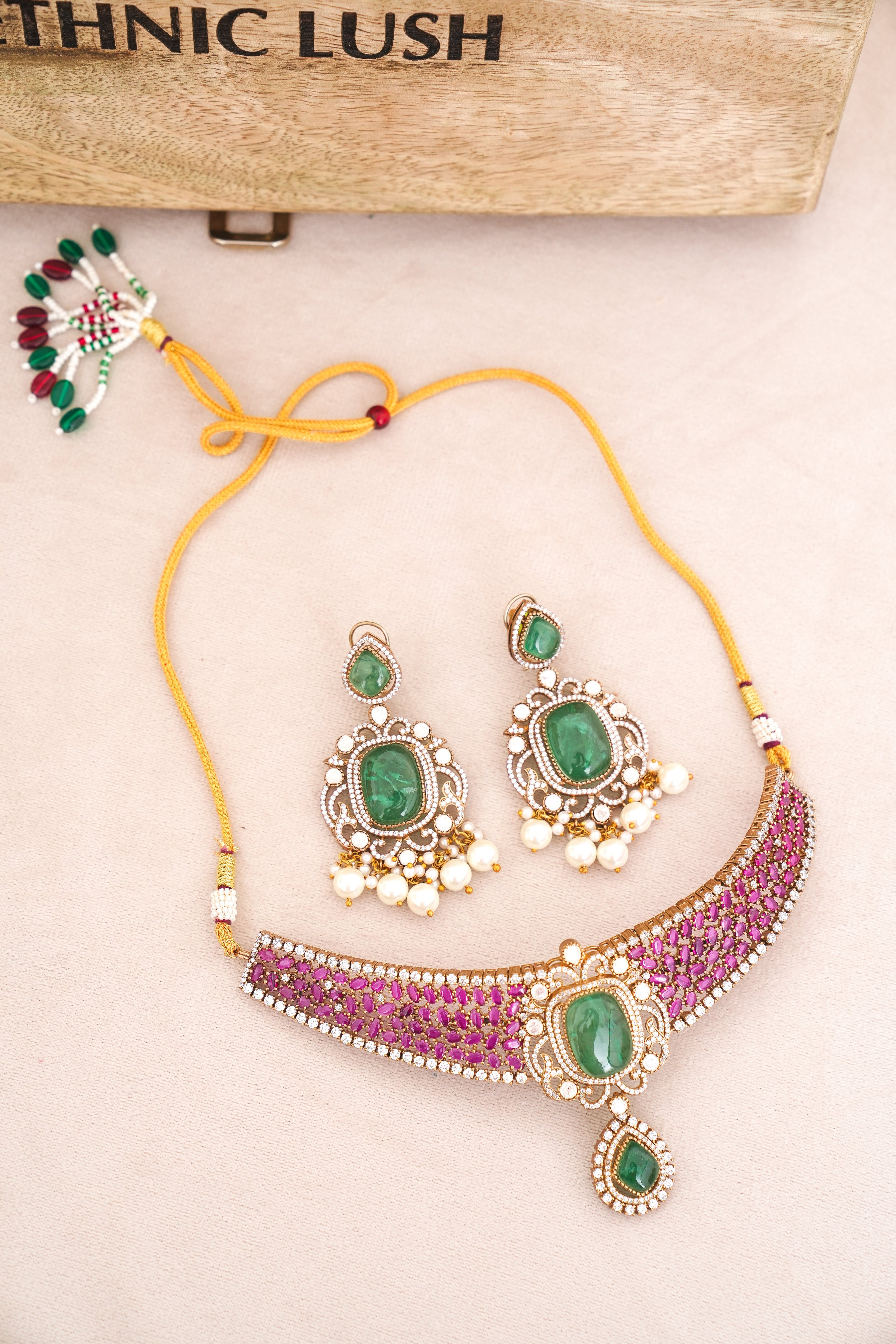 Emerald Reverie  Ruby Choker Set