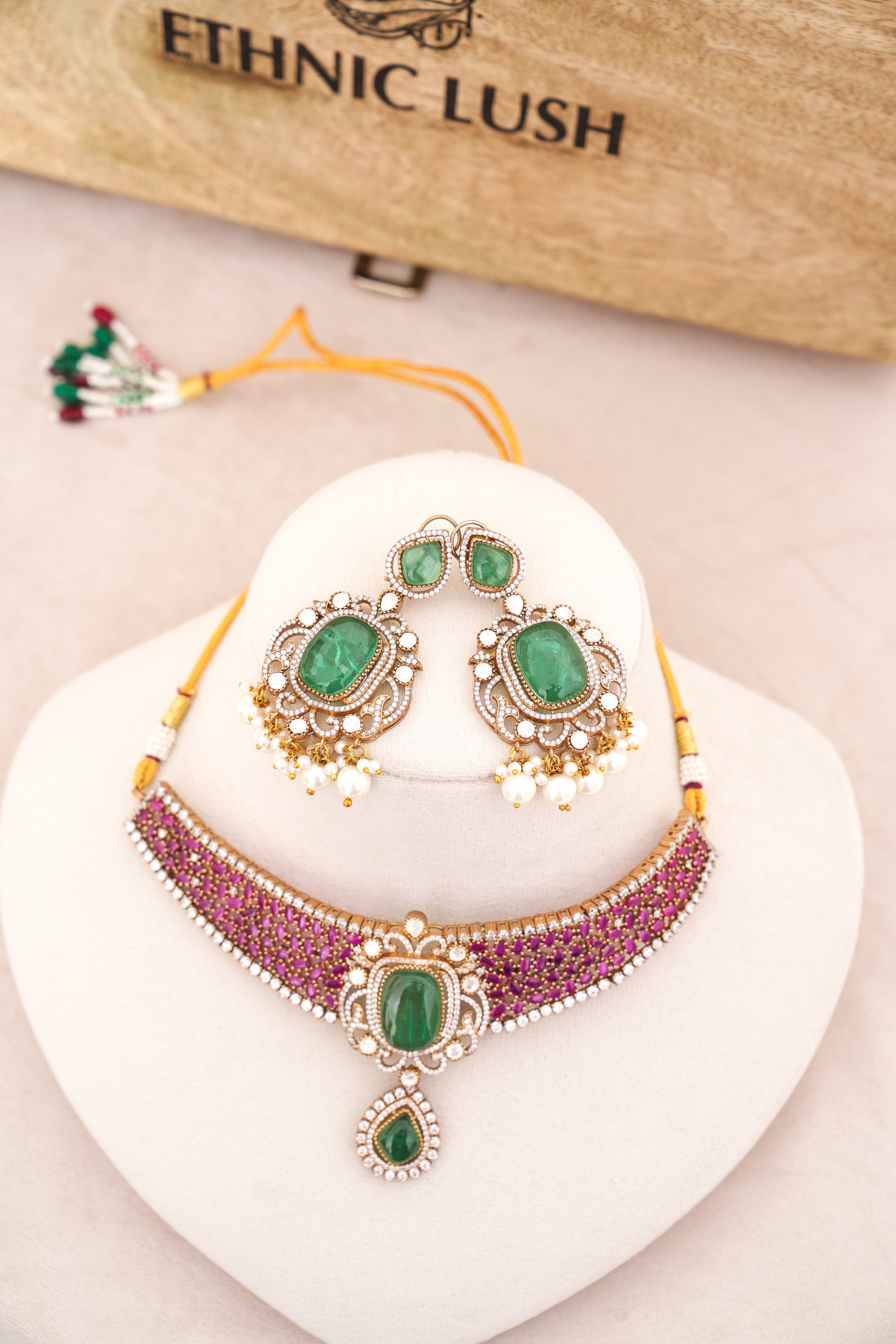 Emerald Reverie  Ruby Choker Set