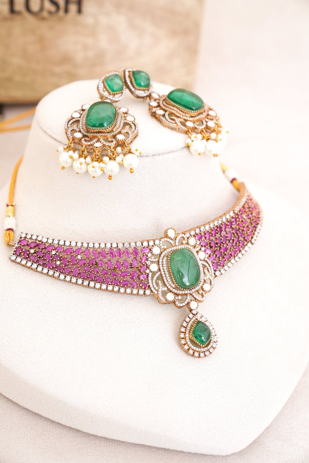 Emerald Reverie  Ruby Choker Set