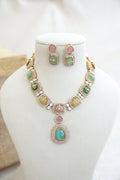 Emerald  Rose Cascade Necklace Set