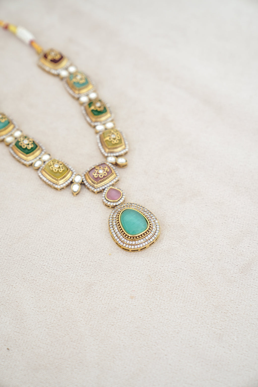 Emerald  Rose Cascade Necklace Set