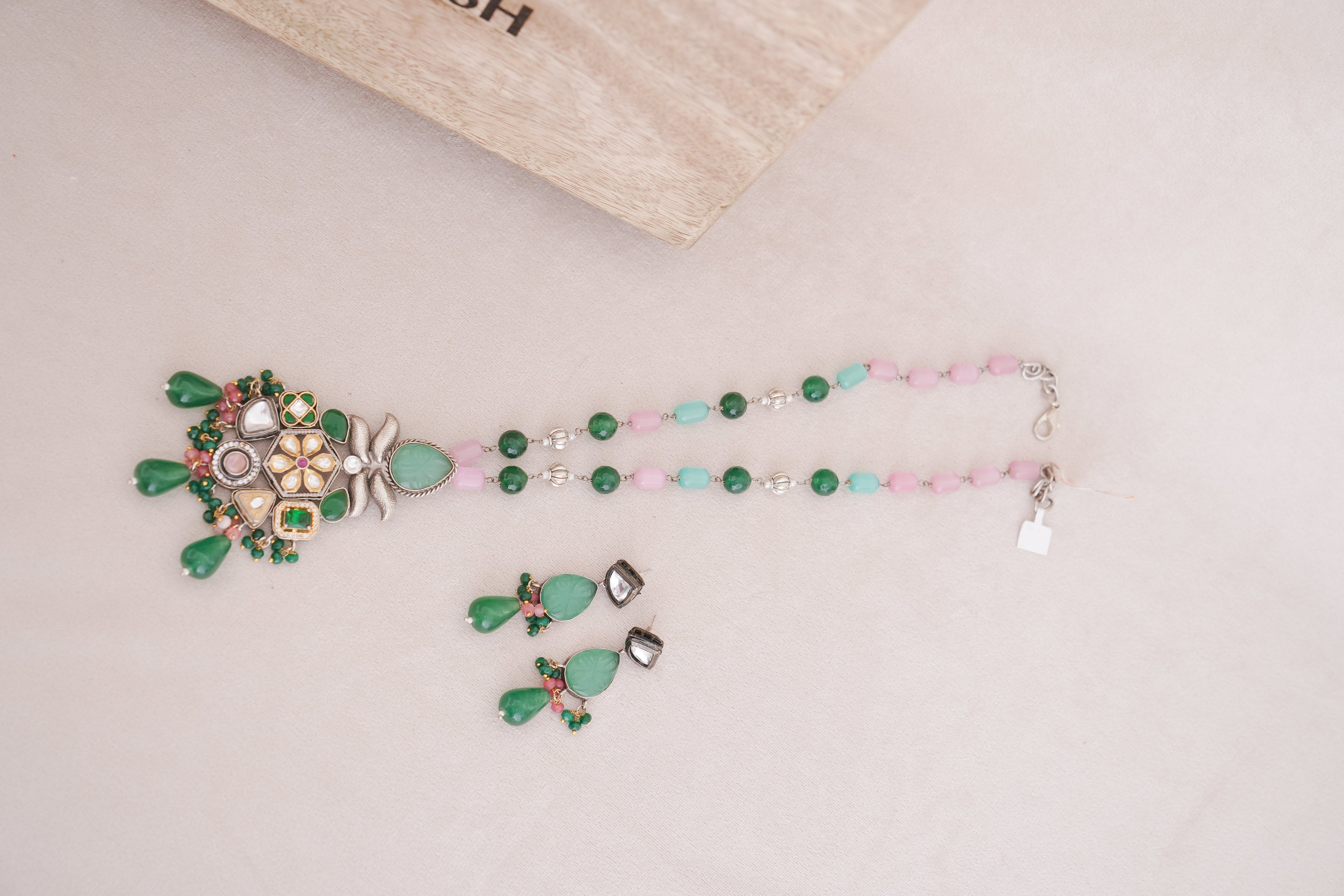 Regal Multistone Pendant Necklace & Earrings Set
