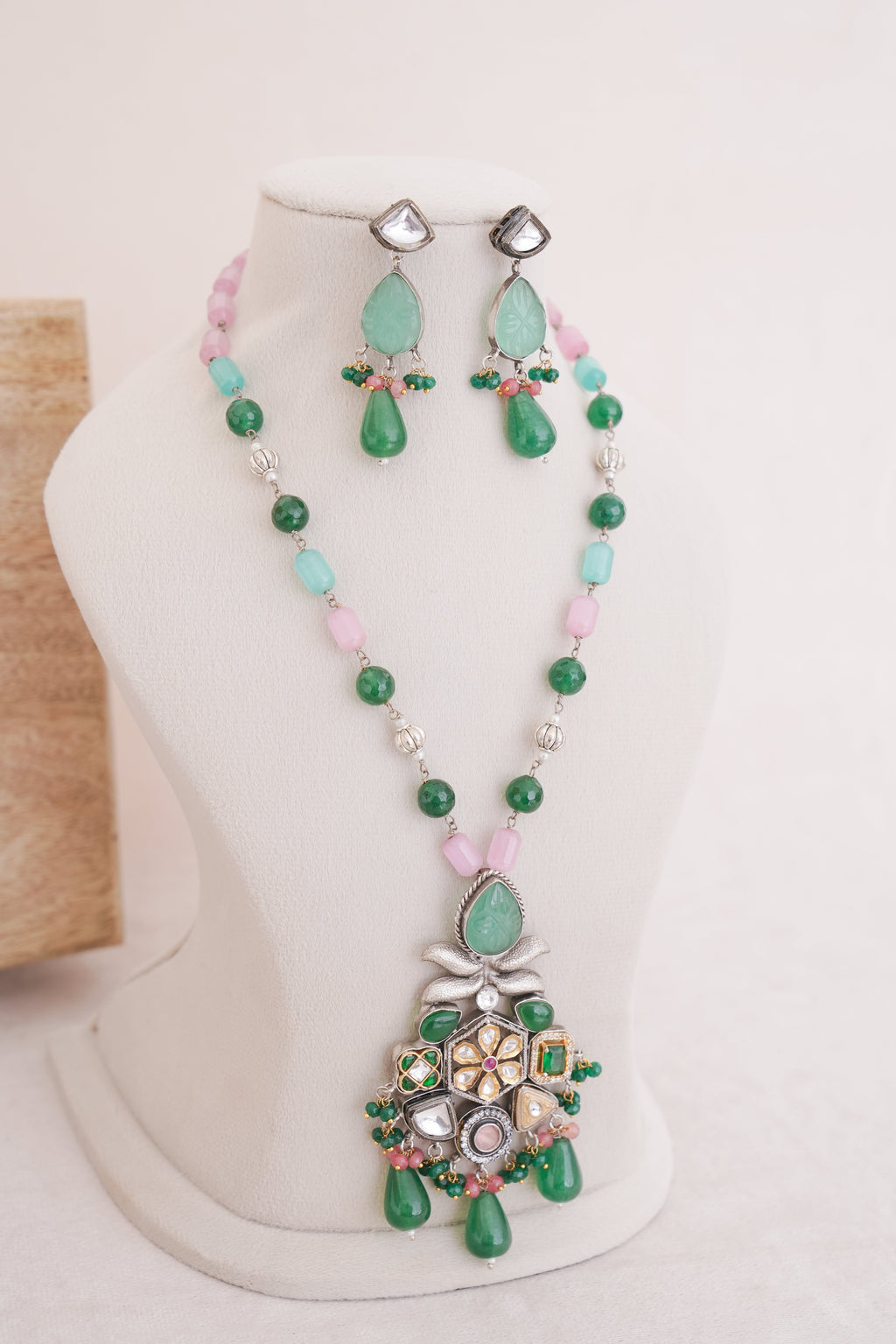 Regal Multistone Pendant Necklace & Earrings Set