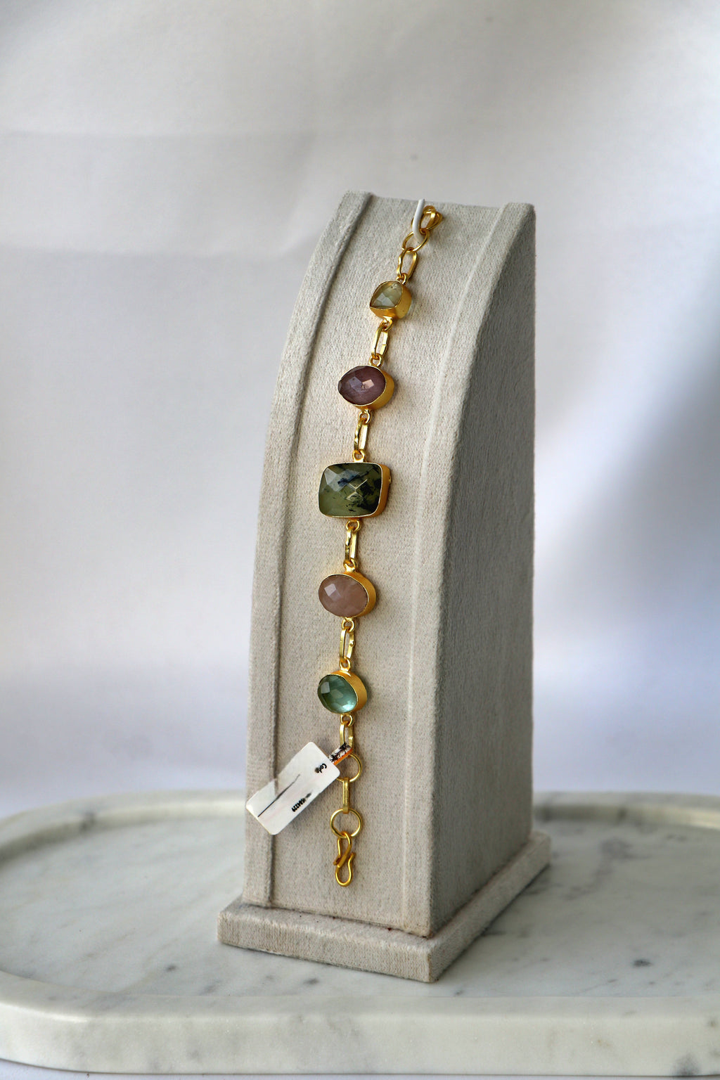 Multicolour Semi-Precious Stone Bracelet | Gold-Plated Natural Gemstone Bracelet | Handcrafted Statement Bracelet