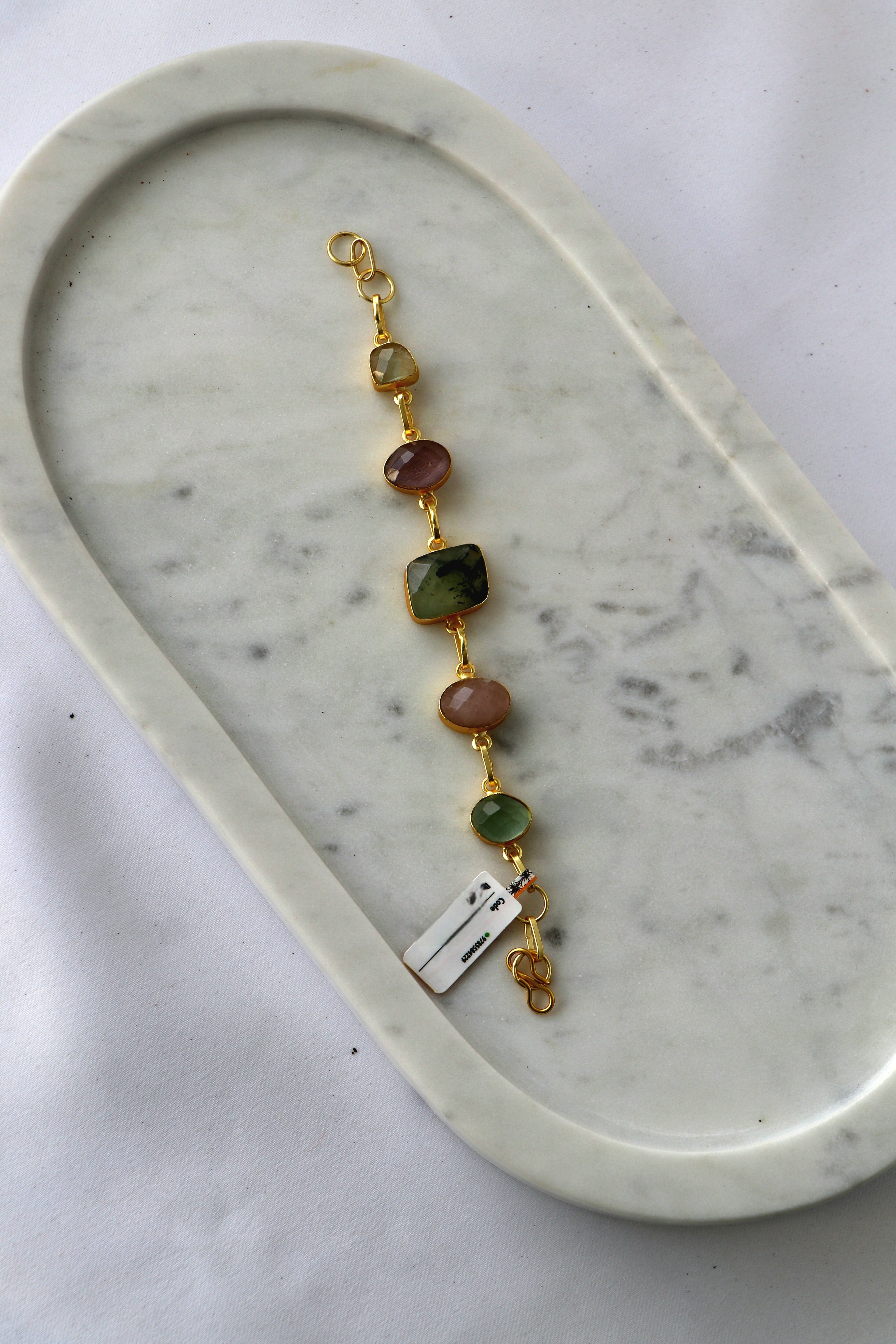 Multicolour Semi-Precious Stone Bracelet | Gold-Plated Natural Gemstone Bracelet | Handcrafted Statement Bracelet