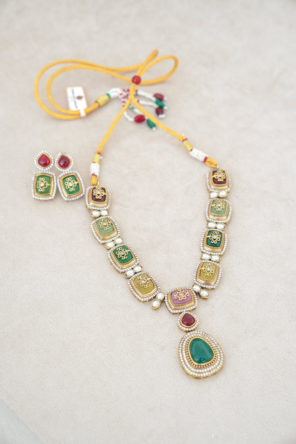 Emerald  Ruby Cascade Necklace Set
