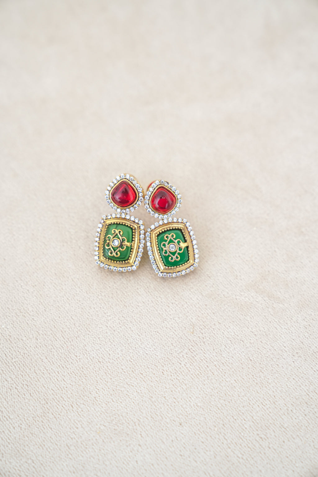 Emerald  Ruby Cascade Necklace Set