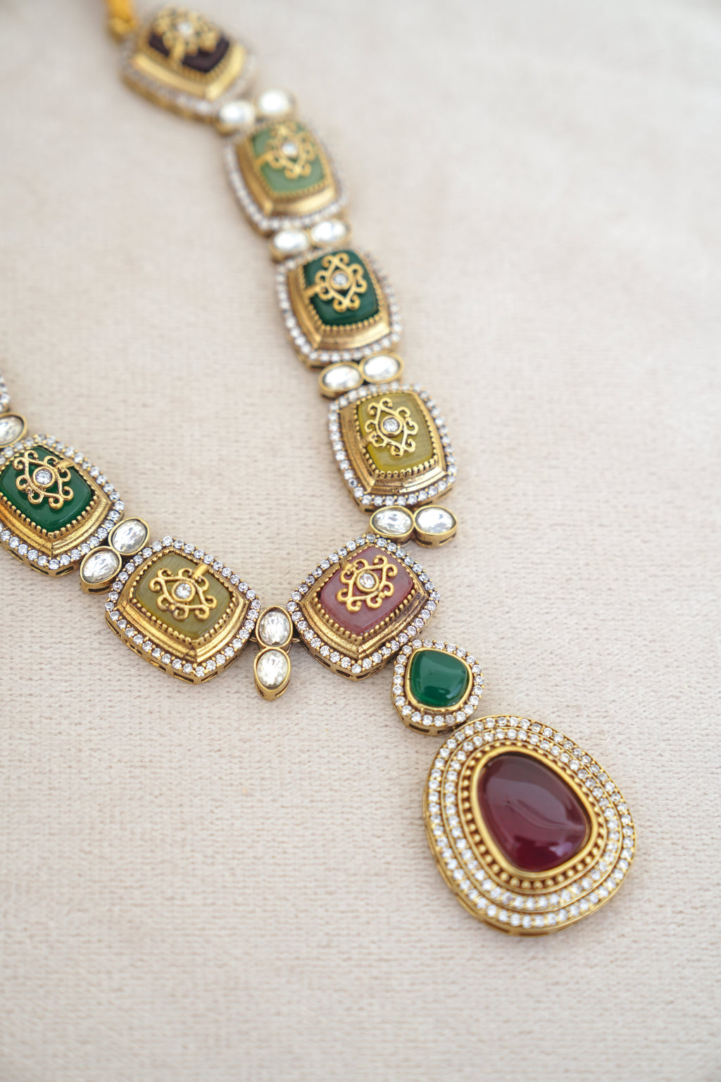 Emerald  Ruby Cascade Necklace Set
