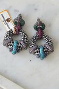 Emerald Ruby Crown Cascade Earrings