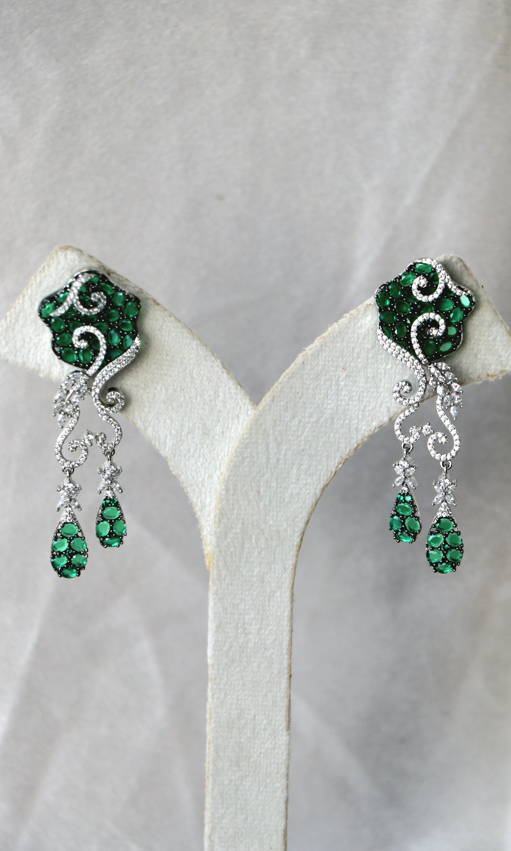 Emerald Scroll Statement Earrings