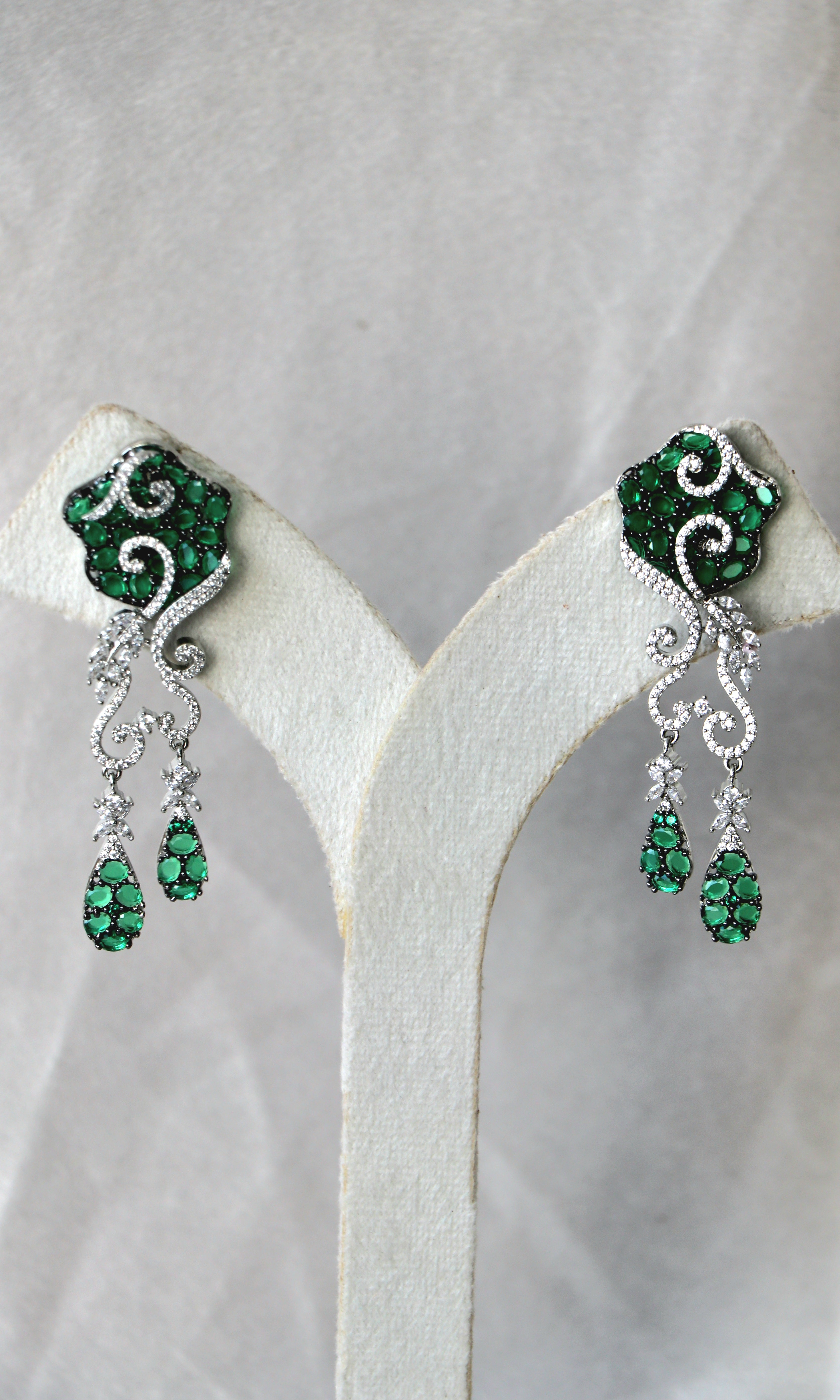 Emerald Scroll Statement Earrings