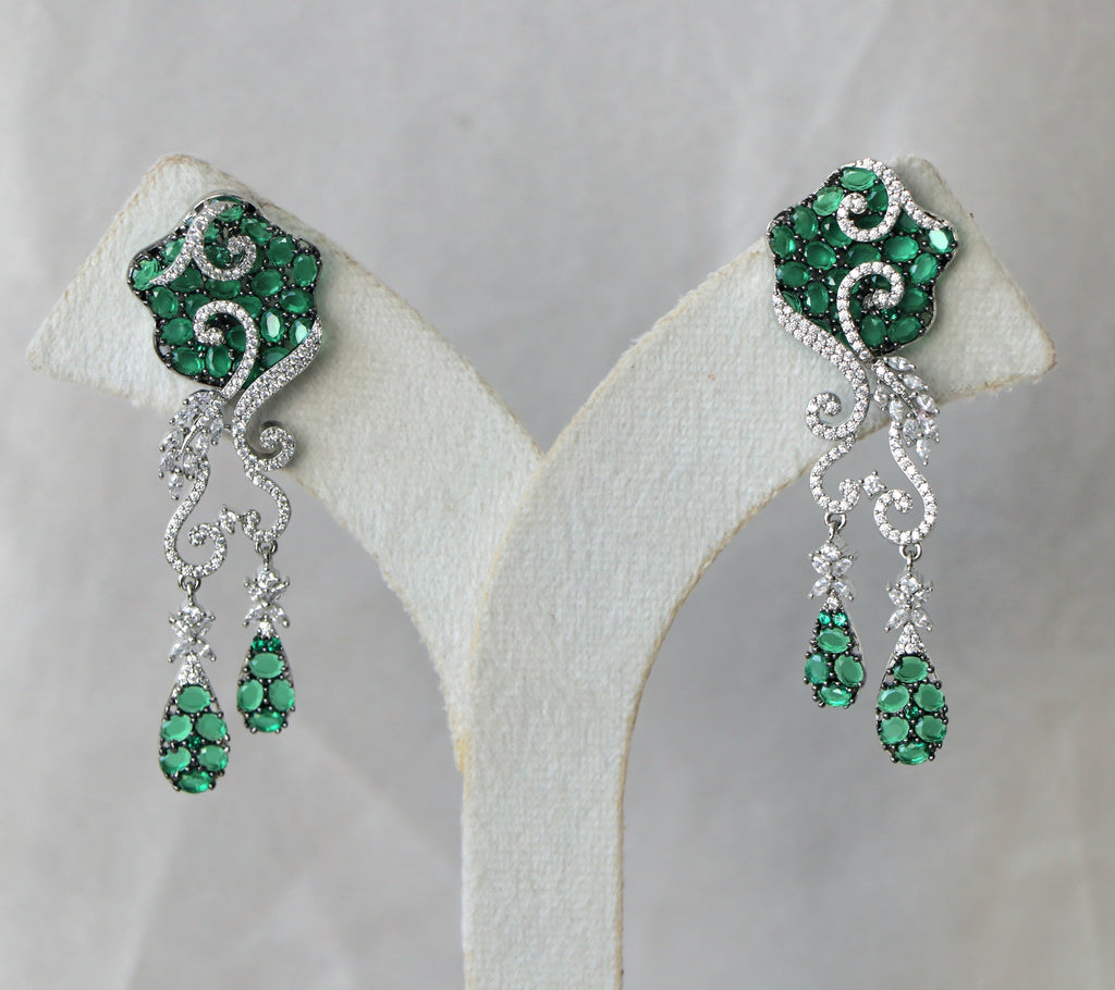 Emerald Scroll Statement Earrings