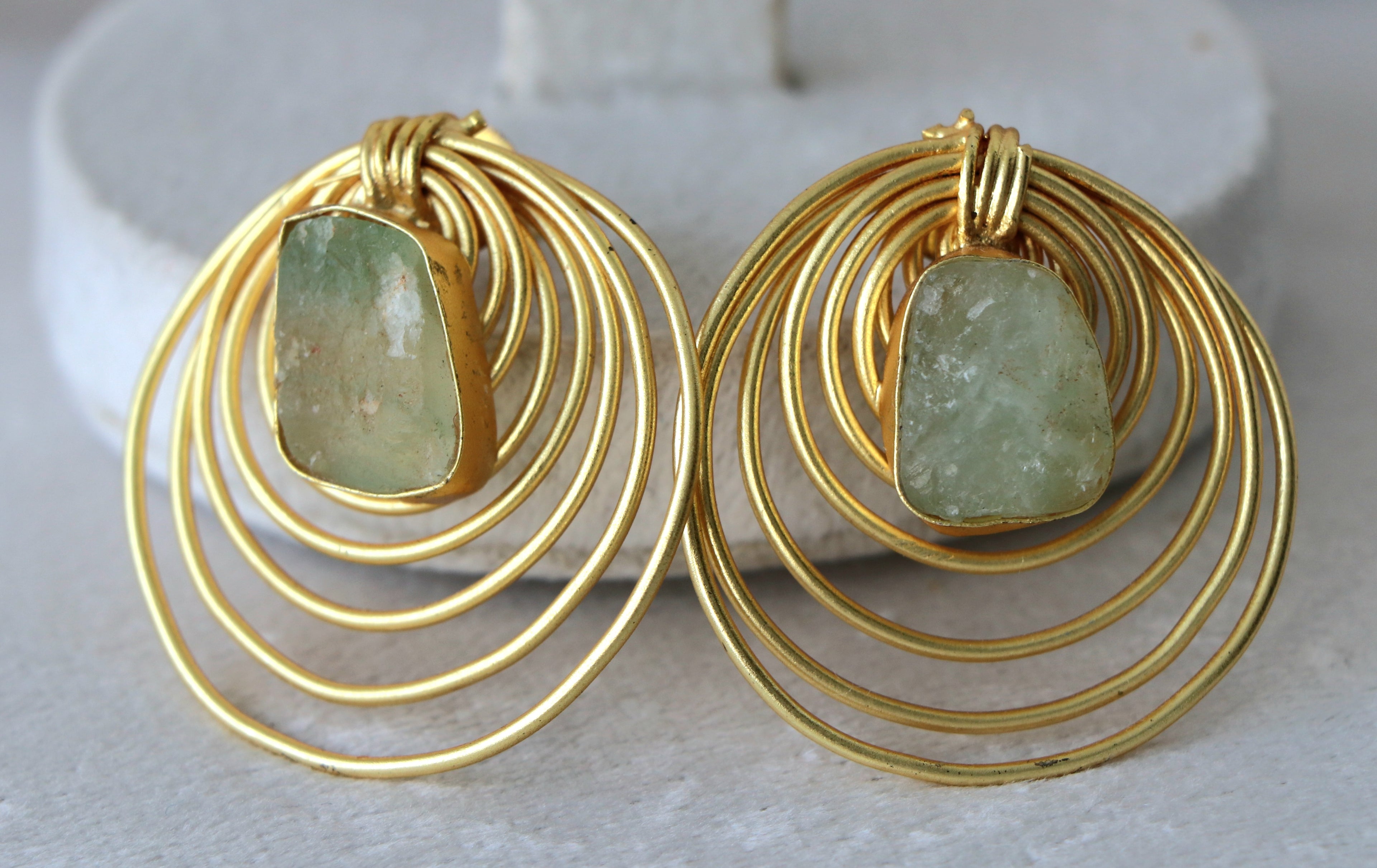 Golden Orbit Gemstone Earrings