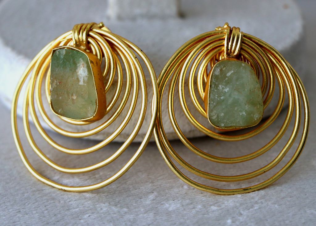 Golden Orbit Gemstone Earrings
