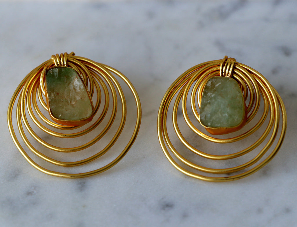 Golden Orbit Gemstone Earrings
