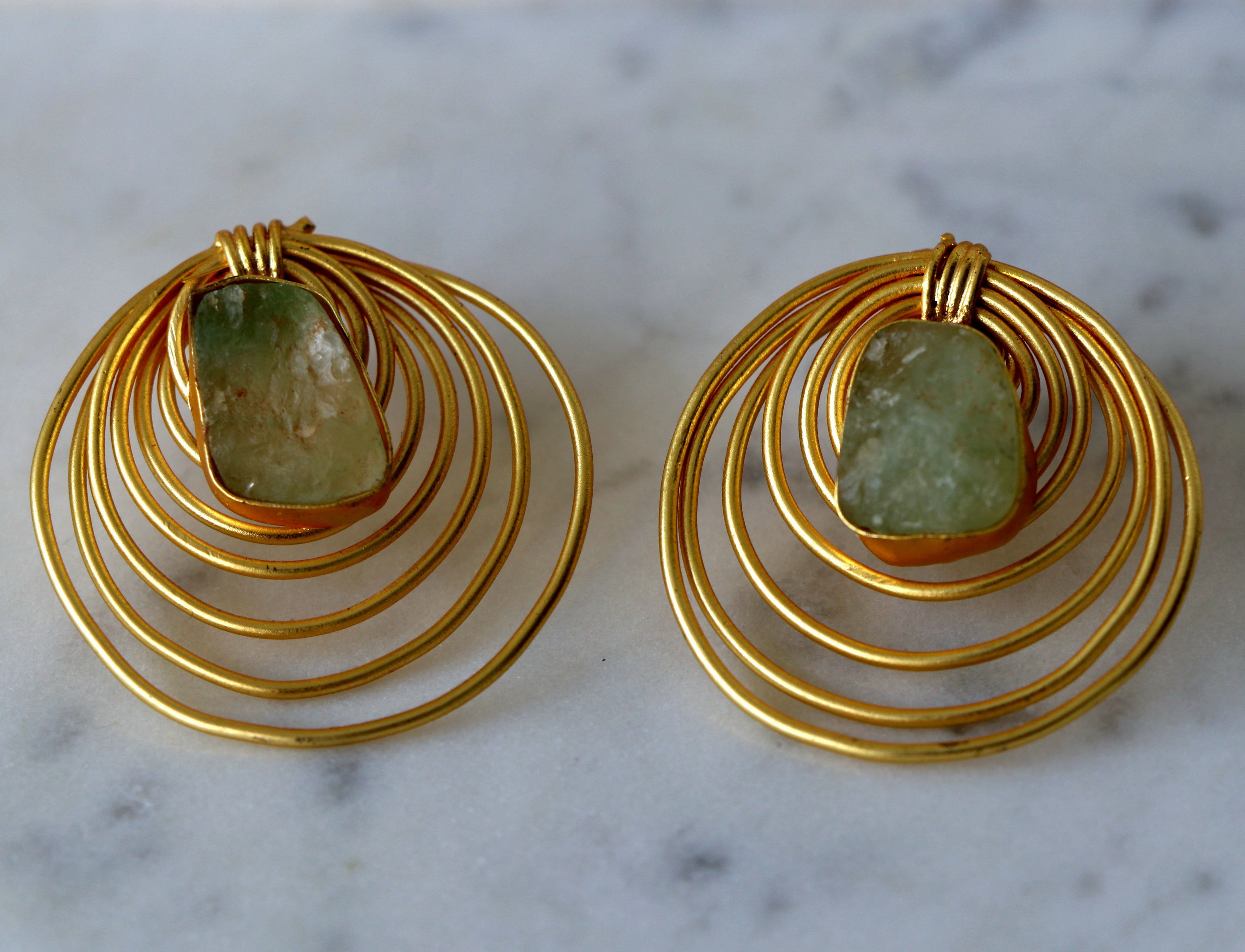 Golden Orbit Gemstone Earrings