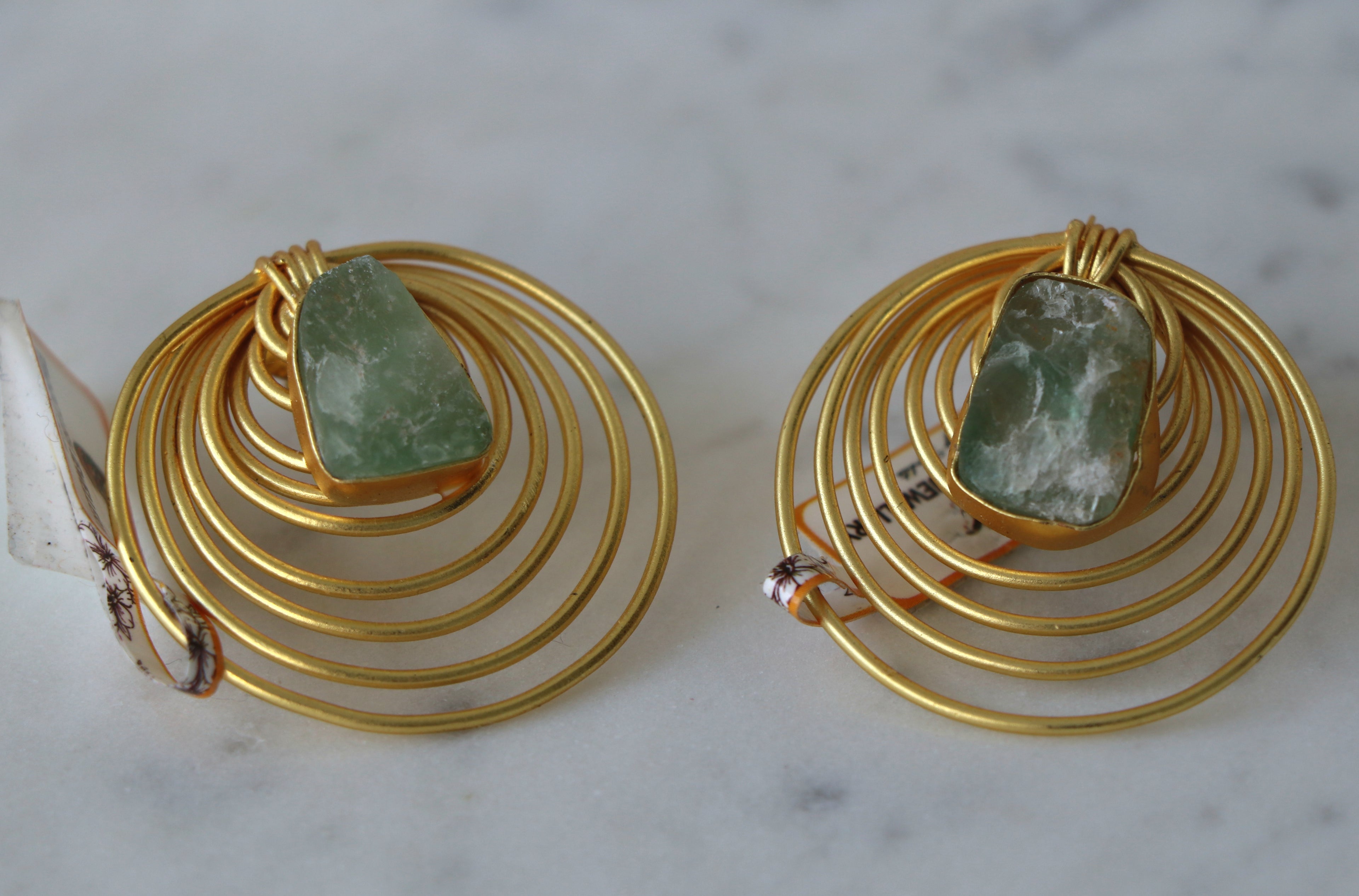 Golden Orbit Gemstone Earrings
