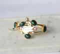 Emerald Moonstone Swan Open Cuff Bracelet