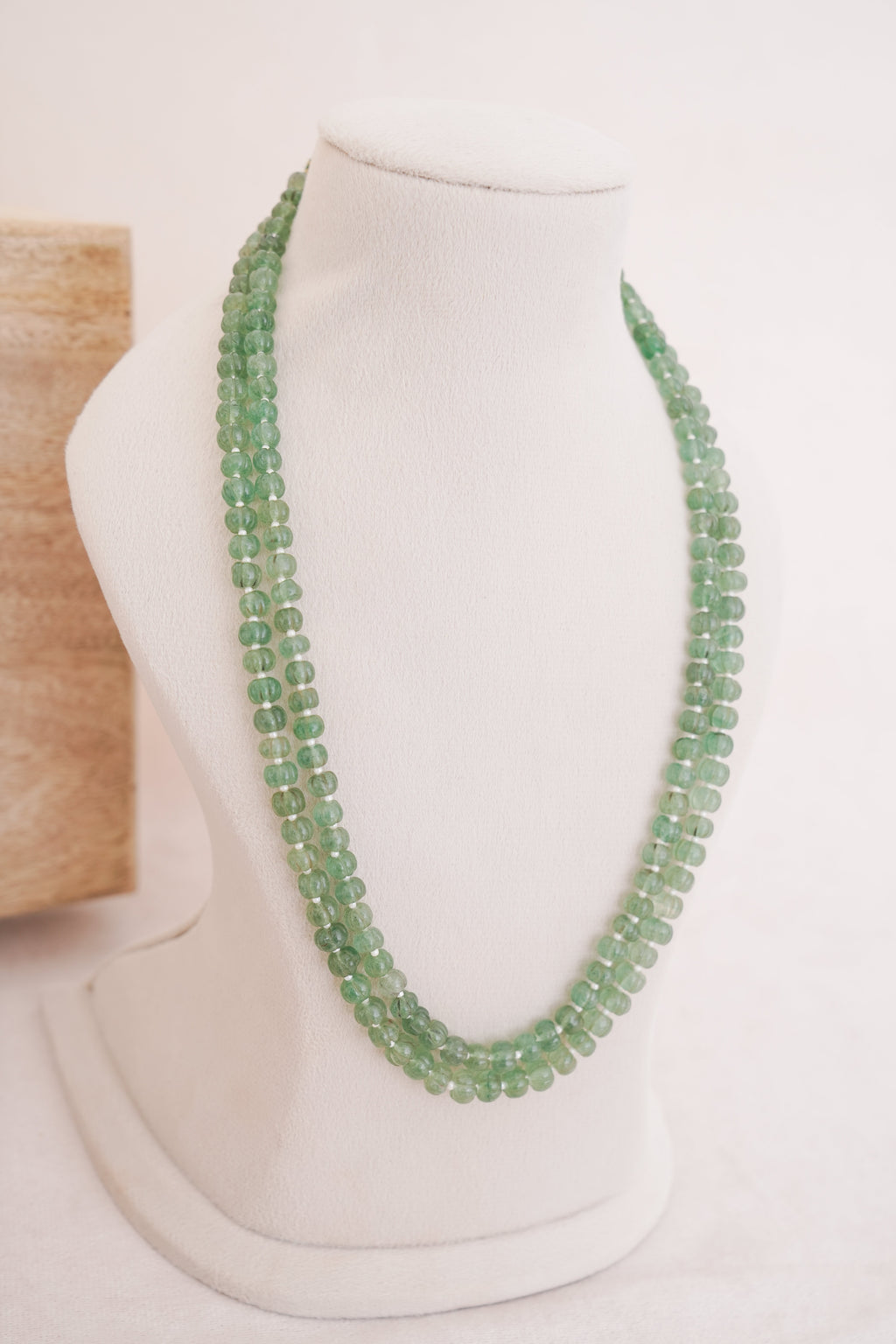 Natural Prehnite Pumpkin Bead Necklace