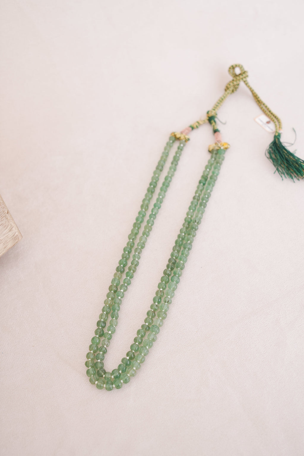 Natural Prehnite Pumpkin Bead Necklace