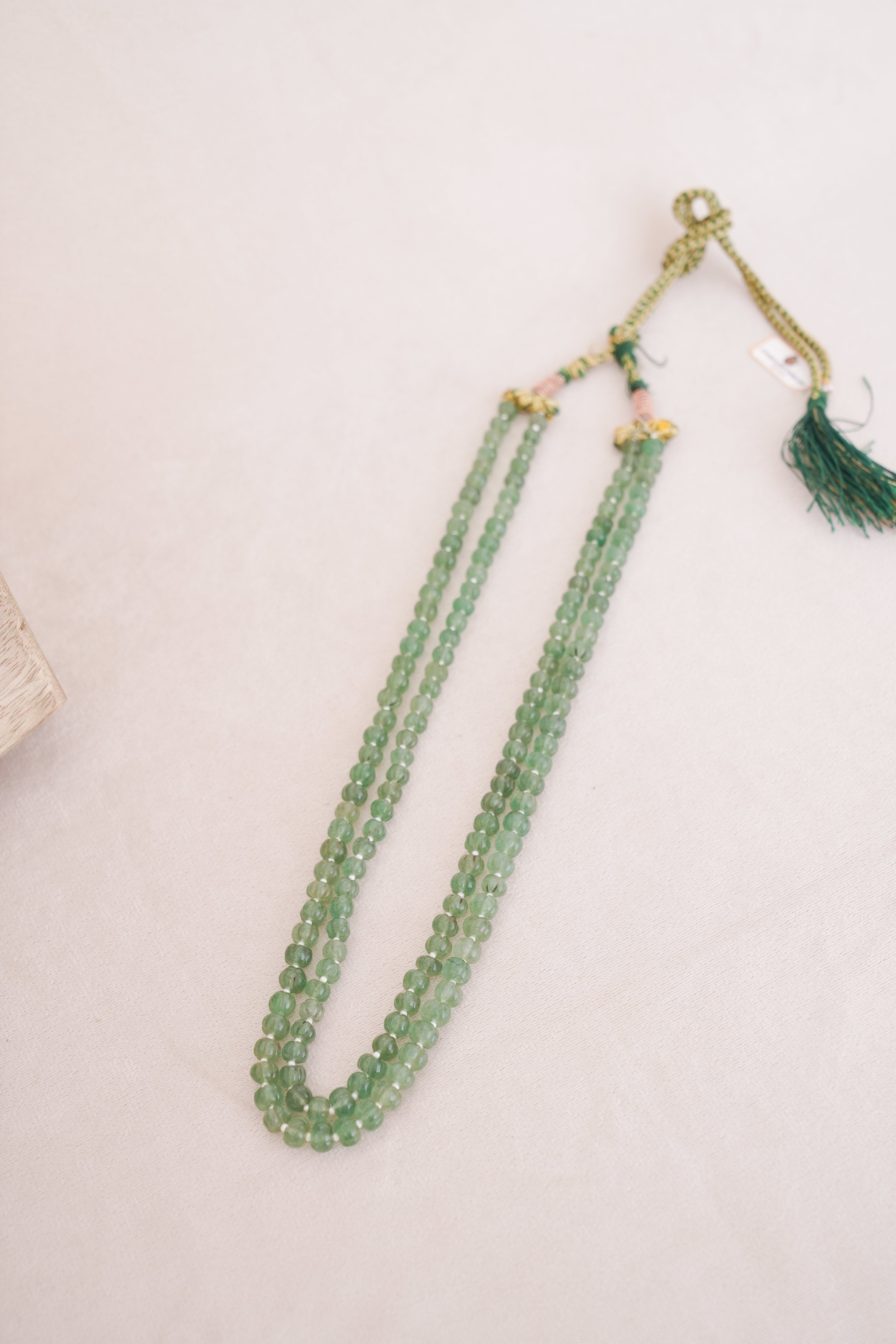 Natural Prehnite Pumpkin Bead Necklace